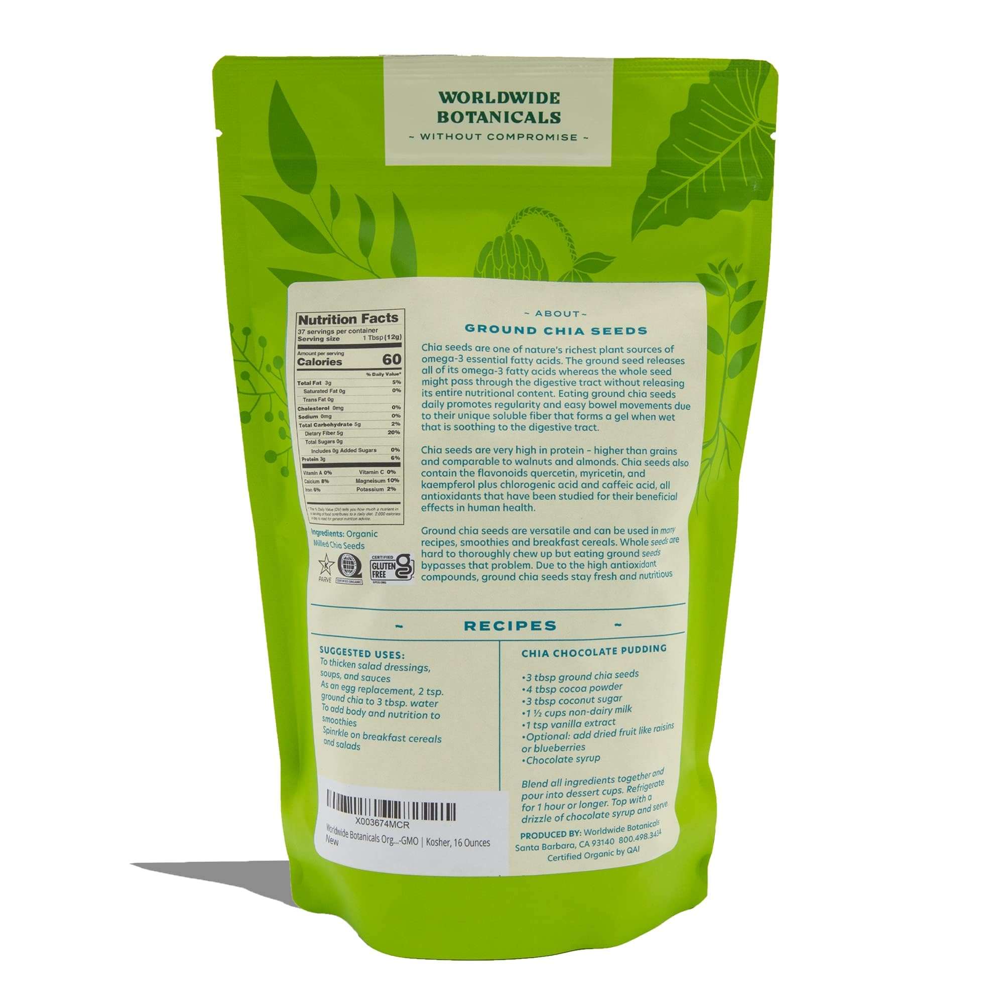 Worldwide Botanicals Organic Ground Chia Seeds, 1 Pound - Excellent Source of Fiber, Protein, and Omega-3 Fatty Acids | Gluten-Free | Vegan | Non-GMO | Kosher, Pack of 2 - Image 7