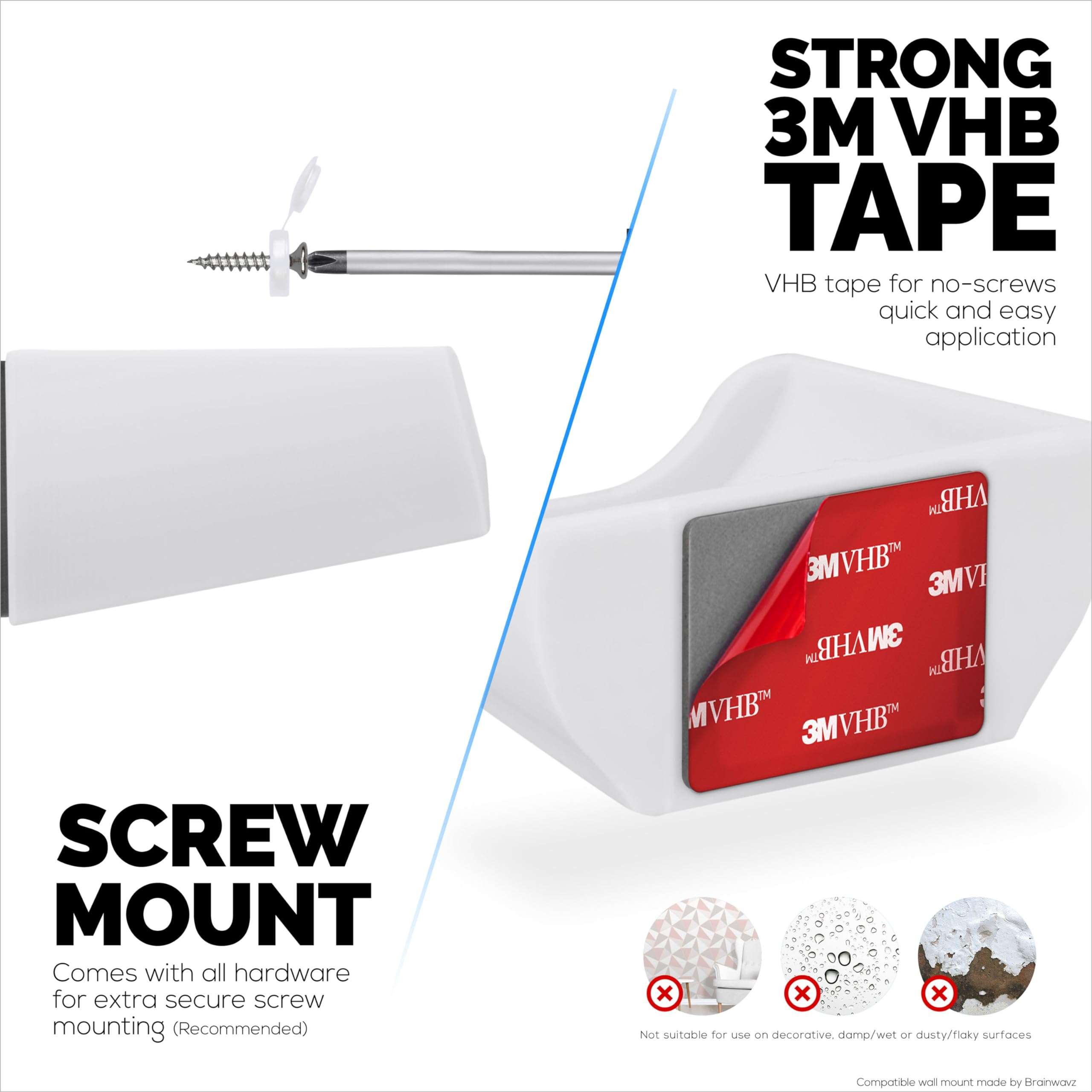 Drill Free Wall Mount for EERO 6+, 6 Plus Router (ONLY Works with 6 Plus), Strong VHB Adhesive, Easy to Install, Reduce Interference & Increase Range, Stick On & Screw-in Mounting by Brainwavz - Image 3