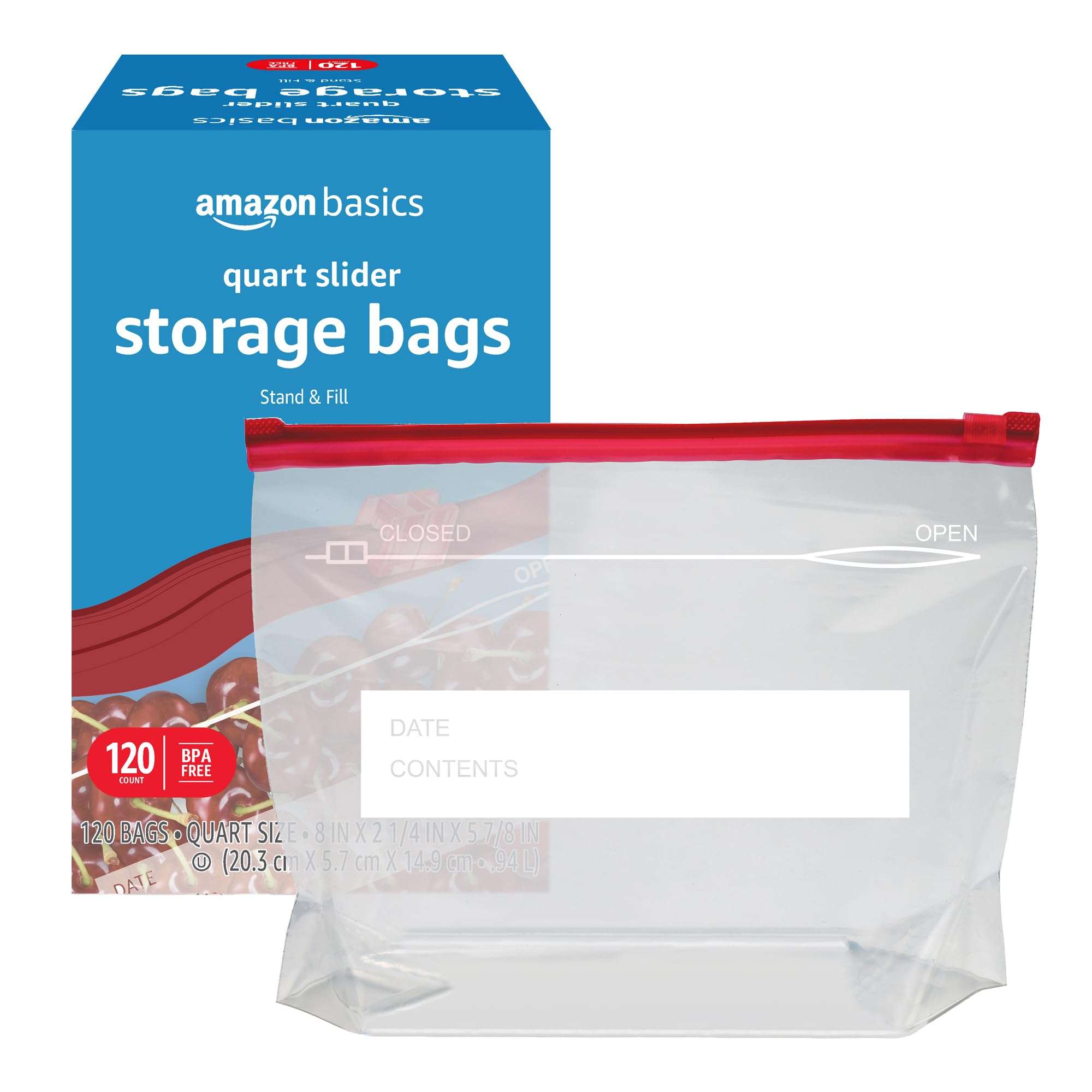 Amazon Basics Slider Quart Food Storage Bags, BPA Free, 120 Count (Previously Solimo) - Image 3