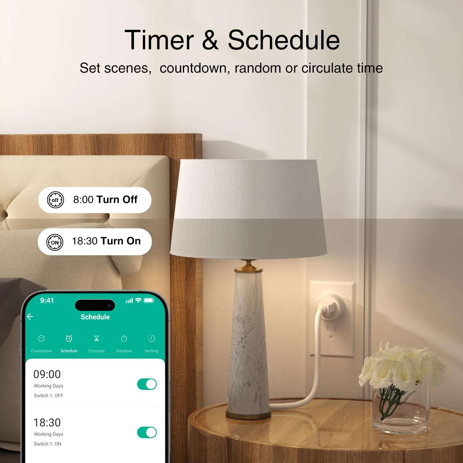 GHome Smart Plug, WiFi Smart Plugs Work with Alexa and Google Home, Smart Outlet Timer with APP Remote Control, 2.4GHz Wi-Fi Only, No Hub Required, ETL FCC Listed - Image 4