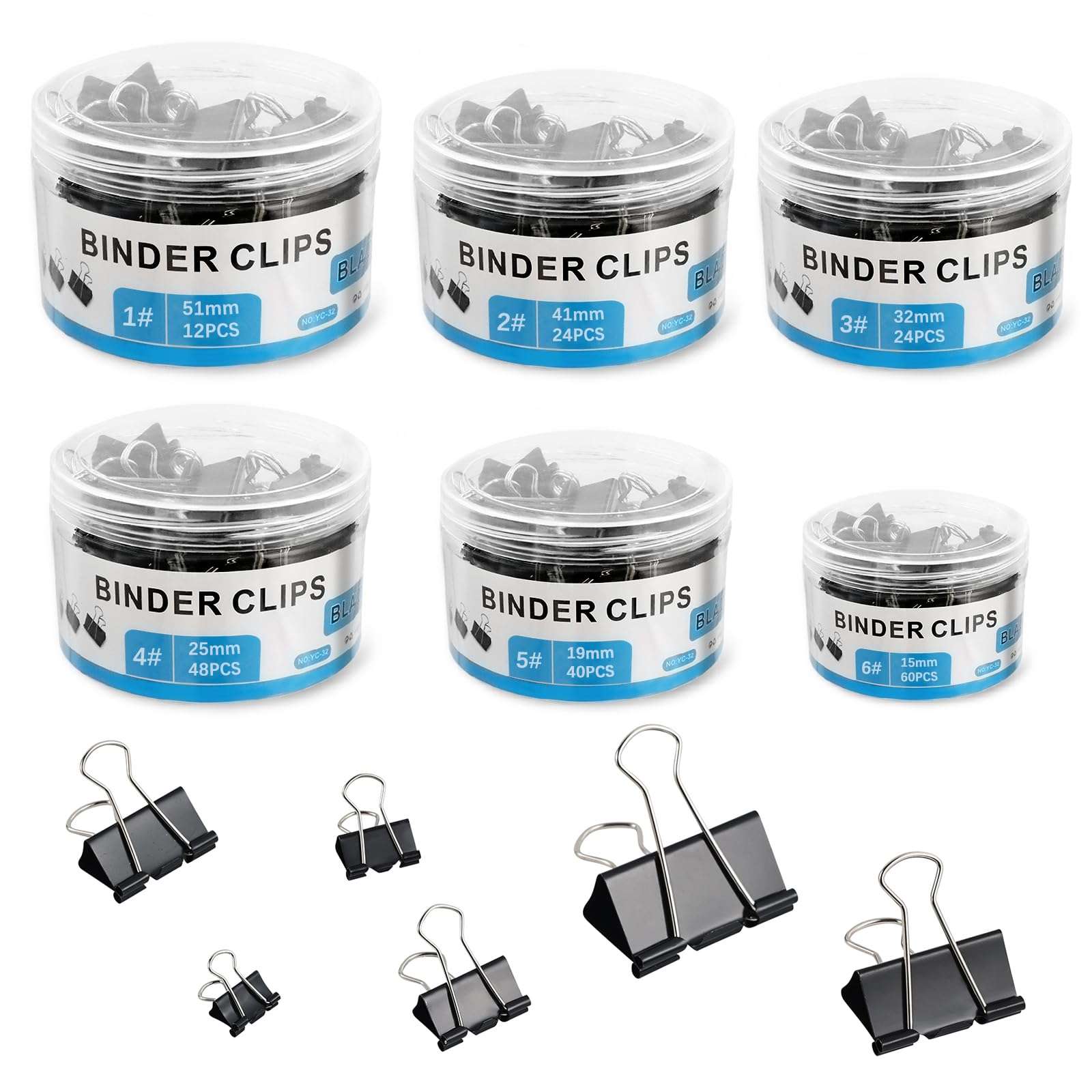 208 PCS Binder Clips Paper Clamps Assorted Sizes, Metal Paper Binder Clip, Black Binding Paperwork Clamp Bulk, School Teachers Office Supplies - Image 8