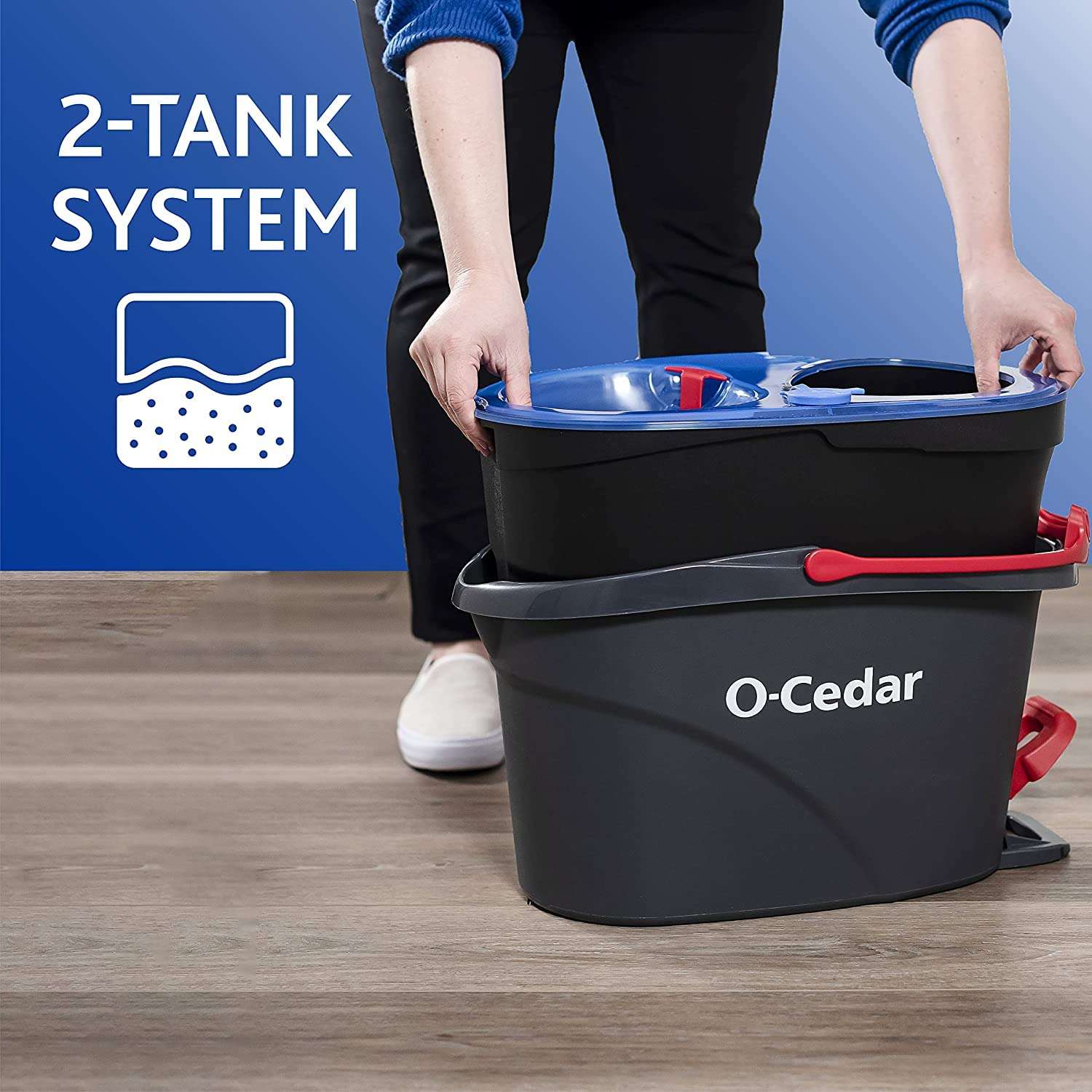 O-Cedar RinseClean Microfiber Spin Mop & Bucket Floor Cleaning System with 4 Extra Mop Head Replacements - Image 6