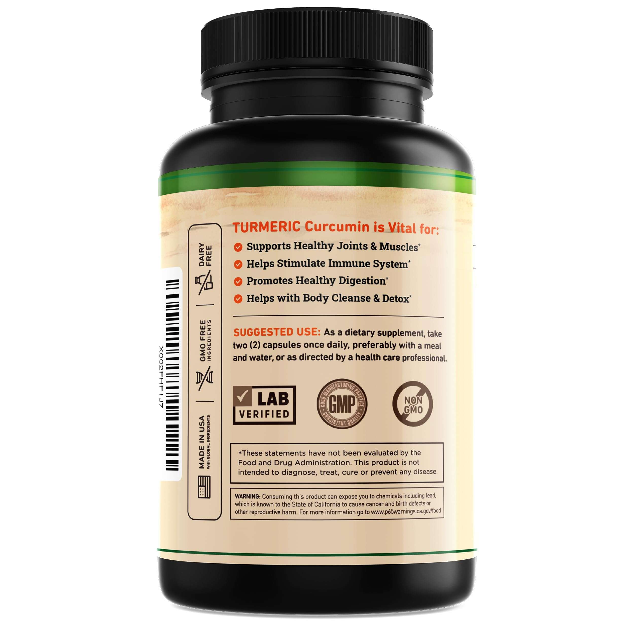 Nature's Base Turmeric and Ginger Supplement - with Curcumin, Apple Cider Vinegar & BioPerine Black Pepper Extract - 95% Curcuminoids - 60 Capsules - Image 2