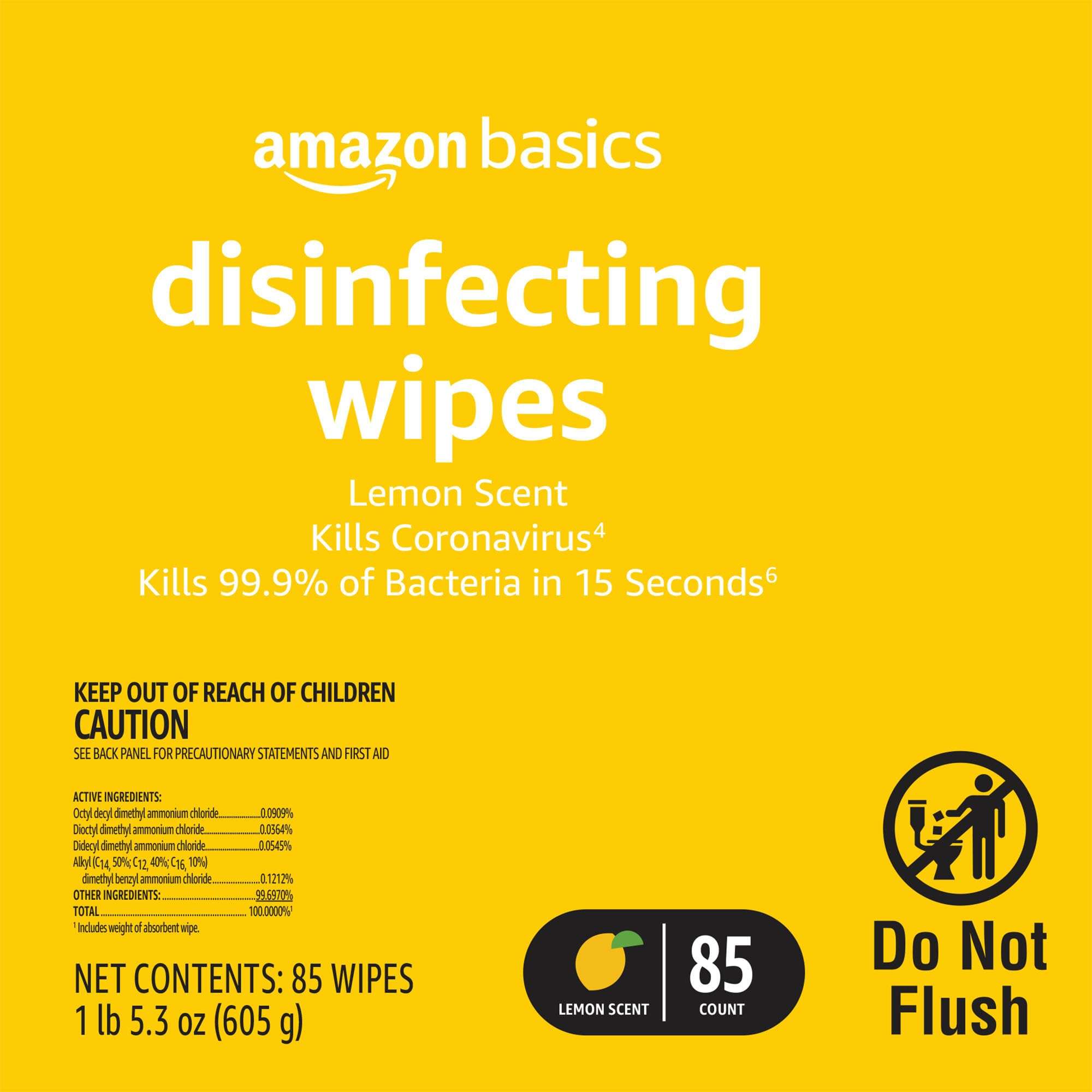 Amazon Basics Disinfecting Wipes, Lemon & Fresh Scent, Sanitizes, Cleans & Deodorizes, 255 Count (3 Packs of 85) - Image 3