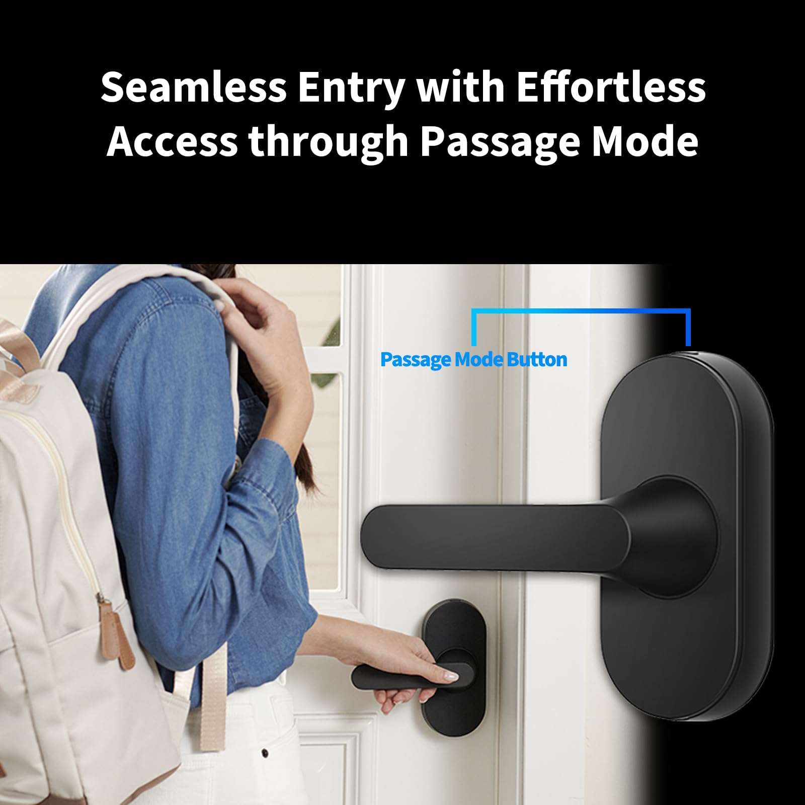 Aqara Smart Lock U300, Fingerprint Keyless Entry Door Lock with Handle, Matter Over Thread with Apple Home Keys, Touchscreen Keypad, Smart Lever Lock Supports Apple Home, Alexa, Google, IFTTT, Black - Image 6