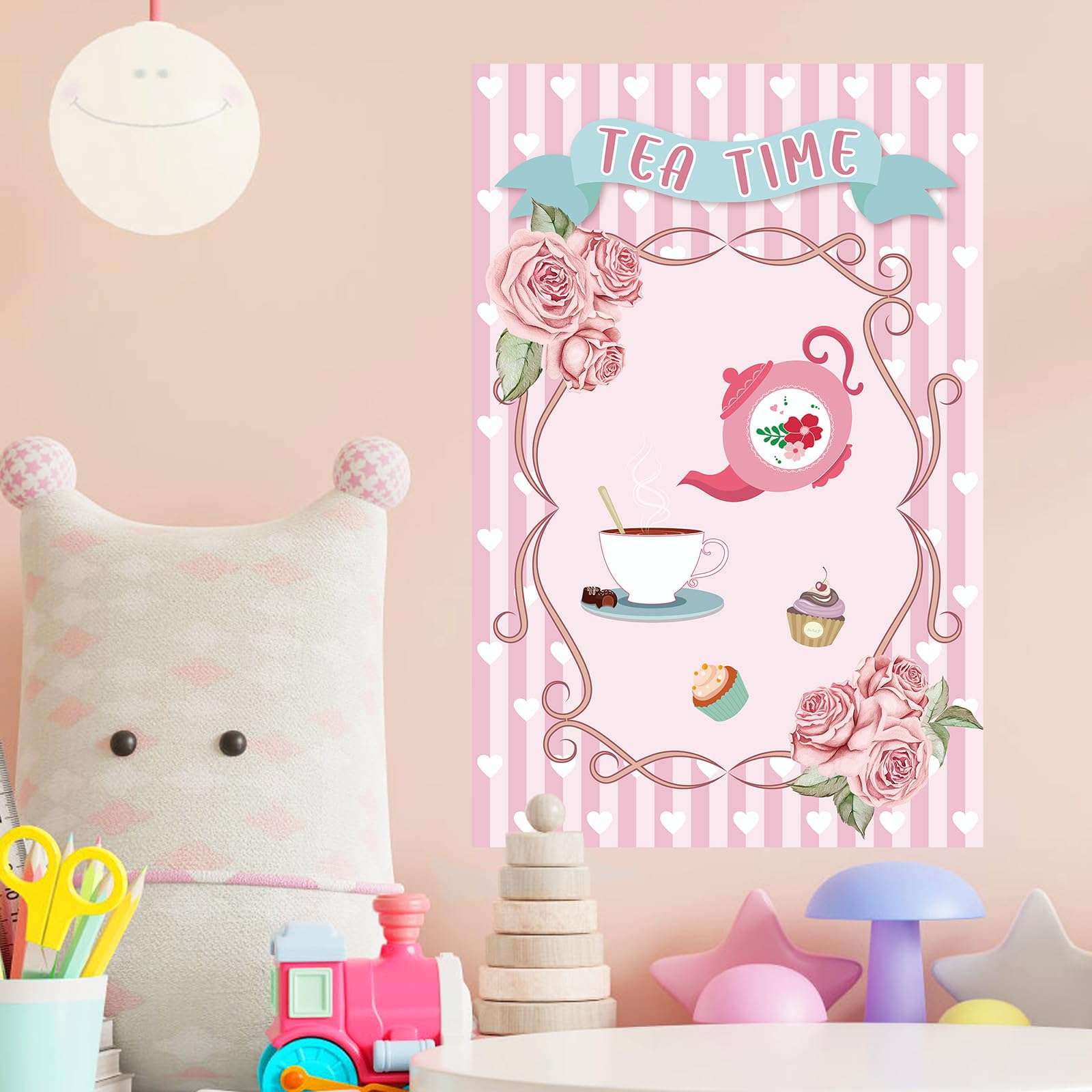Hxezoc Tea Party Games: Pin The Tea Cup With 24 Pcs Stickers, Large Games Poster for Girls' Birthday Party - Image 7