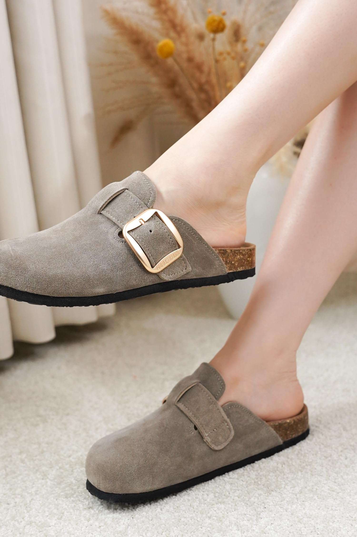 Project Cloud Genuine Leather Clogs for Women Shoes - Memory Foam Insole, Non-Slip & Natural Cork Footbed Arch Support Big Buckle Womens Clogs and Mules for Women Footwear (Manchester) - Image 5