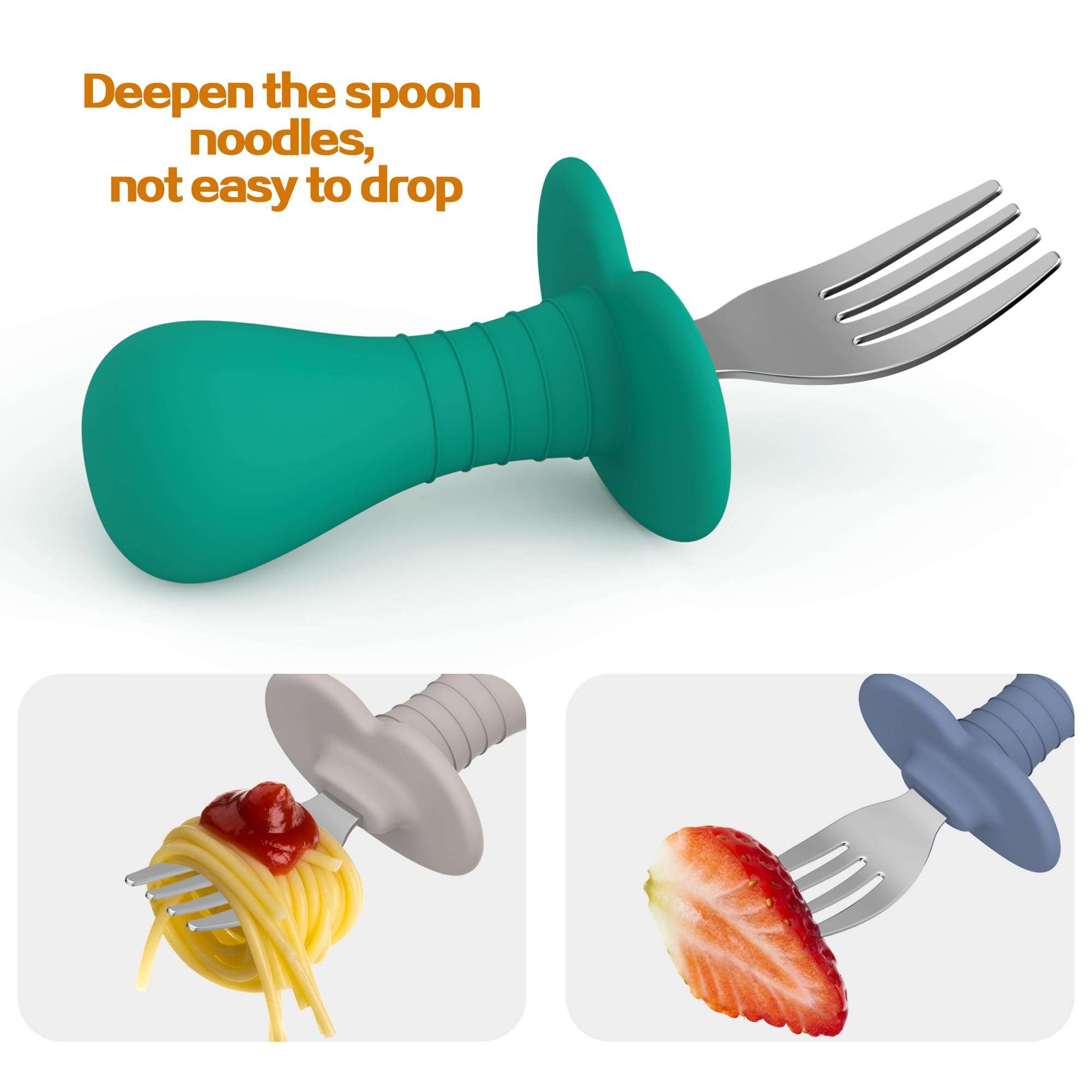 4Pcs Toddler Forks Baby Forks Set - Self-Feeding Utensils with Soft-Silicone Handles, 18/8 Stainless Steel, Anti-Choke & BPA-Free Cutlery Set - Image 7