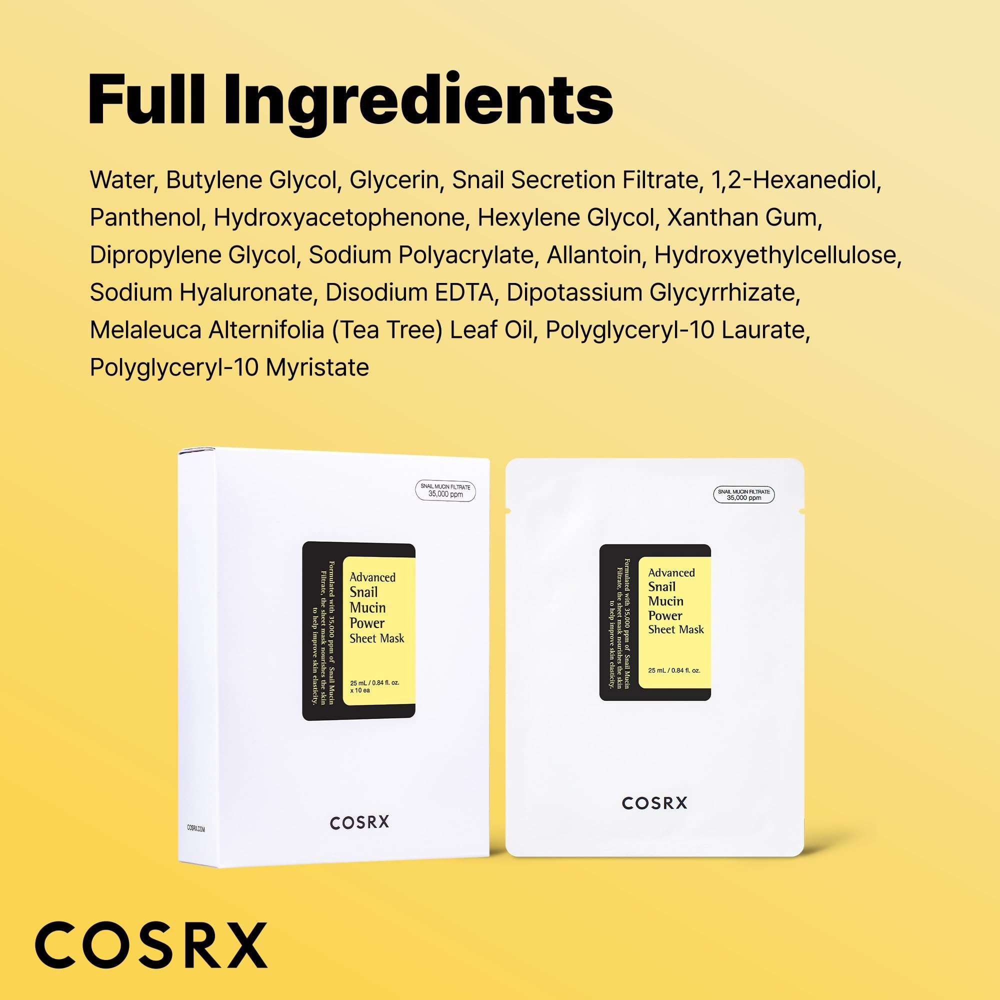 COSRX Snail Mucin Sheet Mask 10 EA with Snail Mucin Serum, Self Care, Face Masks for Dry, Sensitive Skin, Not Tested on Animals, No Parabens, No Sulfates, Korean Skin Care - Image 8