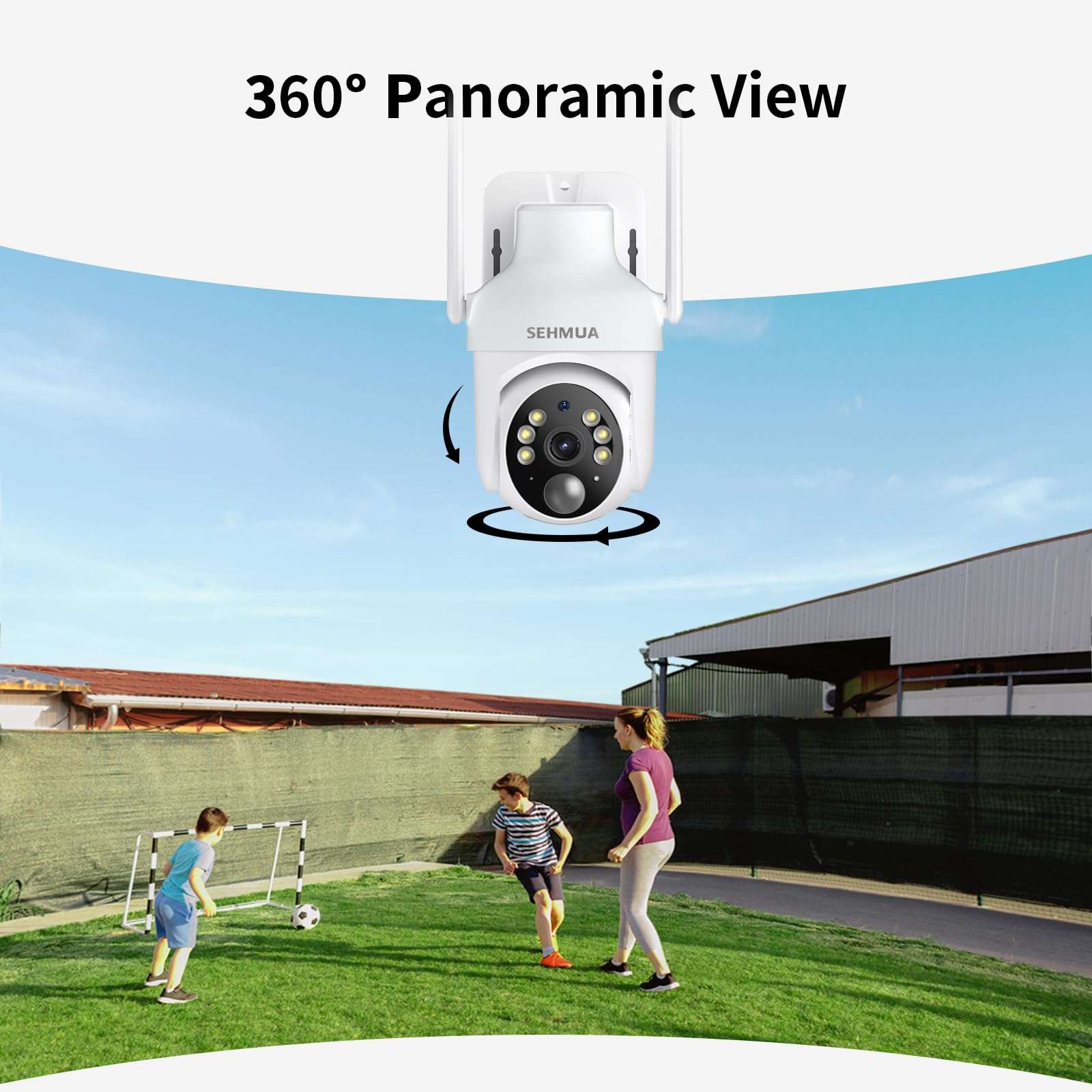 SEHMUA 2K Solar Security Cameras Wireless Outdoor, 2 Pack 360° View Pan/Tilt WiFi Security Camera Outside with Color Night Vision,Easy to Install, PIR Alarm, 2-Way Audio - Image 5