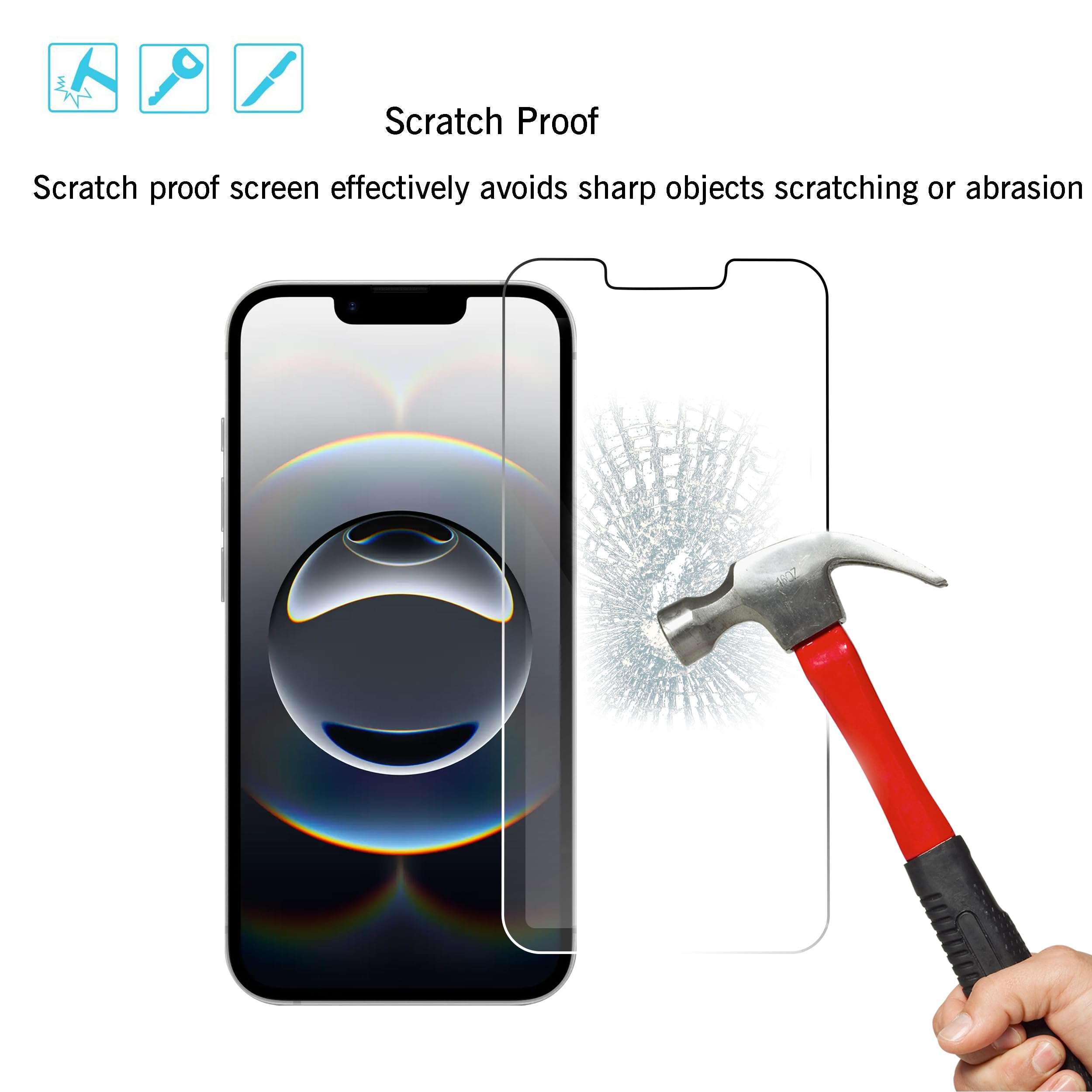 Ailun Screen Protector for iPhone 16e / iPhone 14 / iPhone 13 / iPhone 13 Pro [6.1 Inch] Display 3 Pack Tempered Glass, Case Friendly [Not for iPhone 16 6.1 Inch] - Image 3
