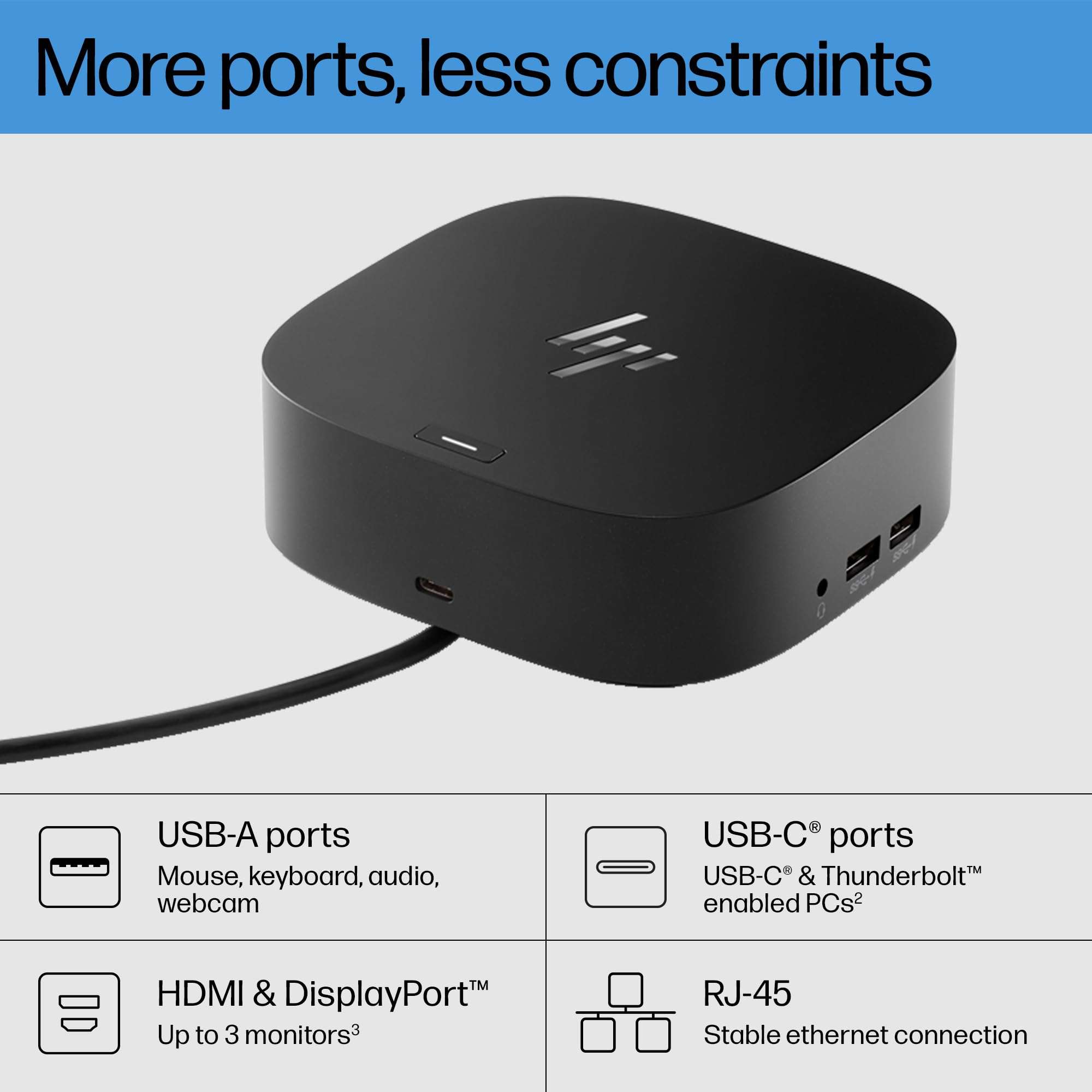 HP USB-C Dock G5-11-in-1 Adapter for Both USB-C and Thunderbolt-Enabled Laptops, PCs, & Notebooks - Single Cable for Charging, Networking, or Data Transfers - Great for Secure & Remote Management - Image 2