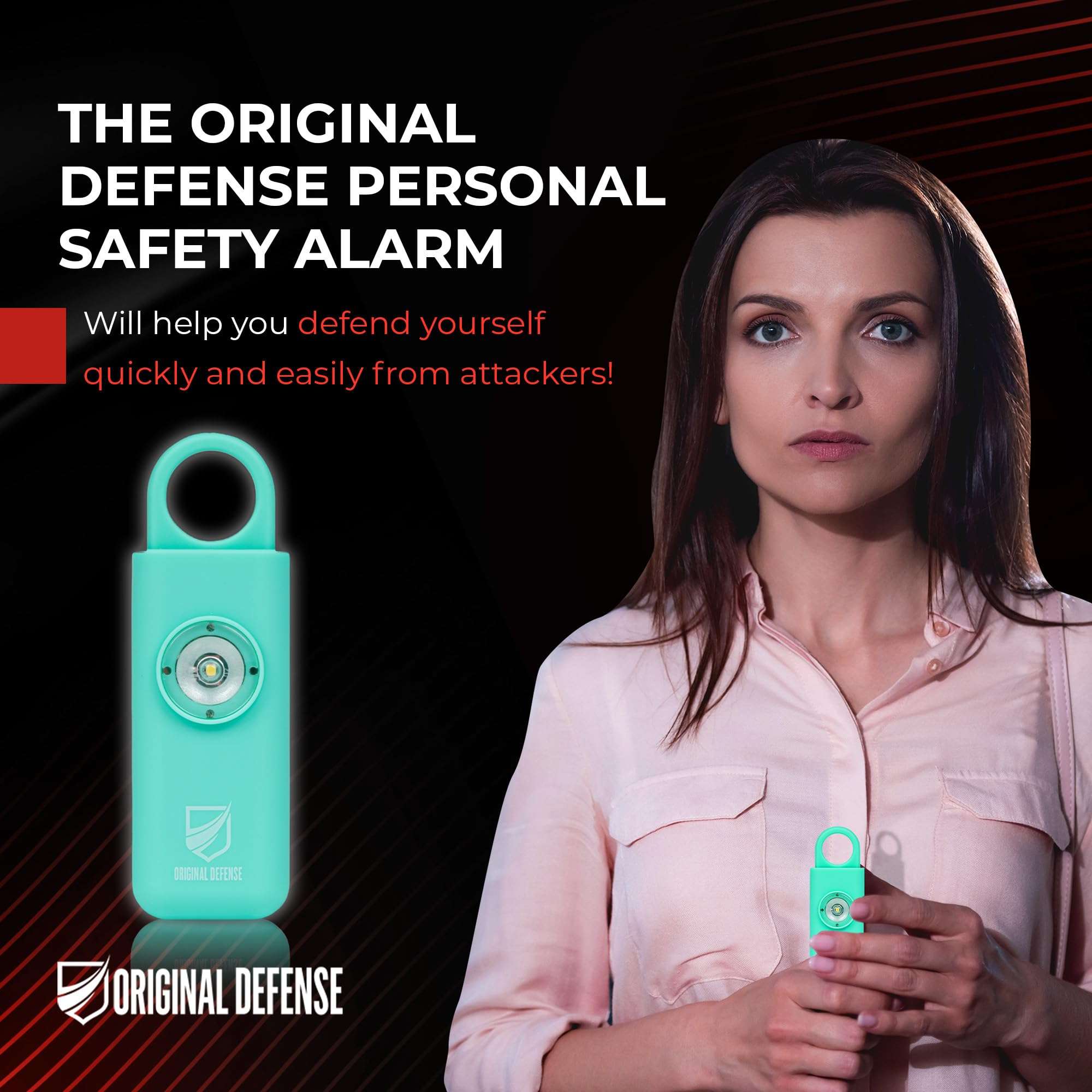 Original Defense® Siren Self-Defense Alarm (Mint) - 130 dB Keychain Alarm with LED Strobe Light for Women, Children, and Elderly - Police Recommended - Image 2
