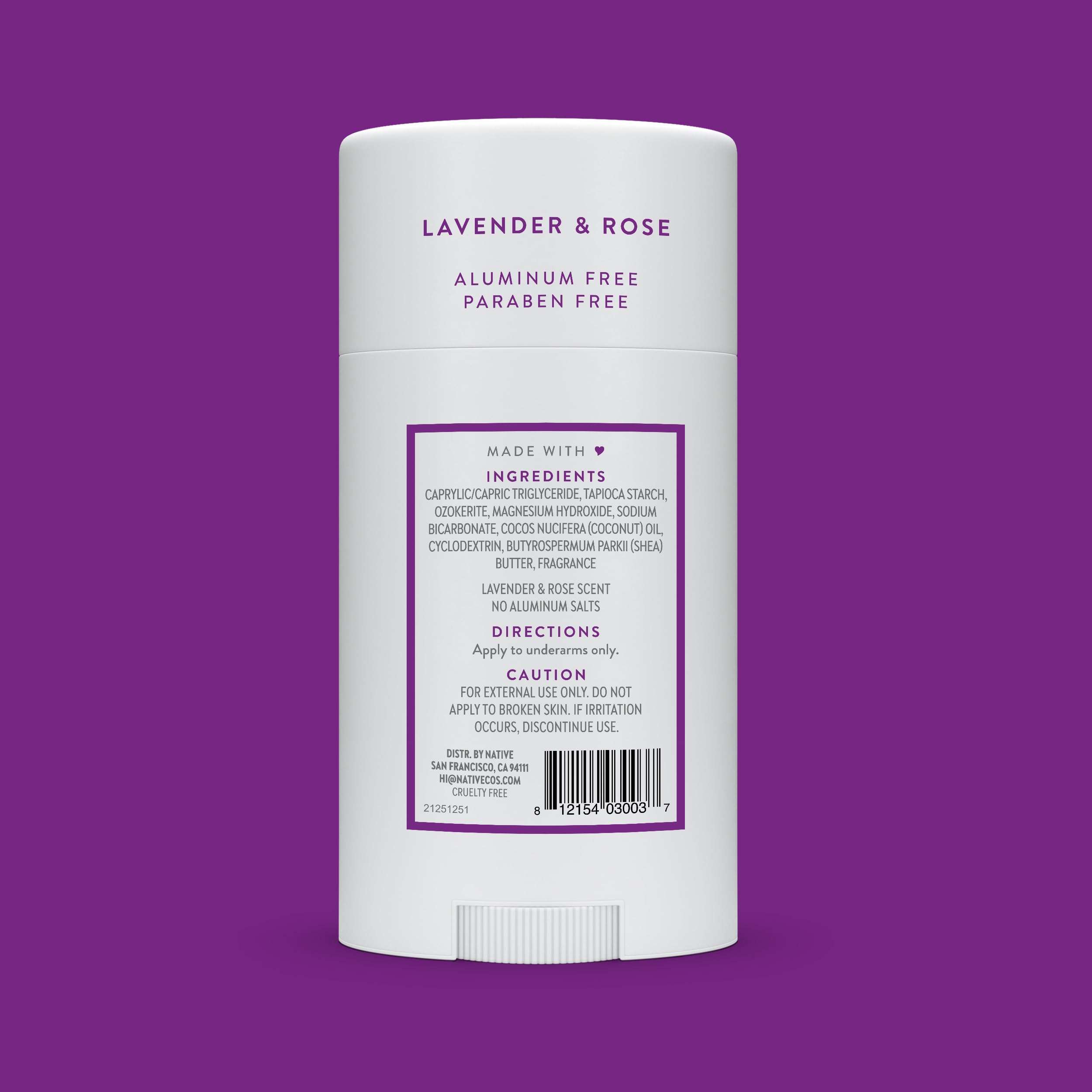Native Aluminum-Free Clean Deodorant with Natural Derived Ingredients, 72HR odor control | Deodorant for Women and Men, With Baking Soda, Coconut Oil, Shea Butter | Lavender & Rose - Image 8