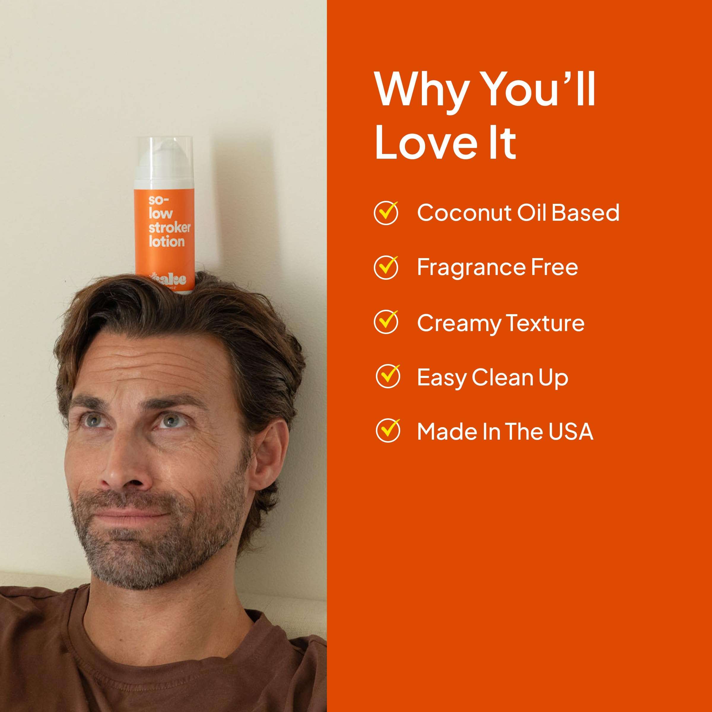Hello Cake So-Low Stroker Lotion - Below the Belt Solo Cream for Men, Natural Moisturizing Ingredients Coconut Oil, Avocado Oil, Aloe Vera, 3.3 fl oz - Image 4
