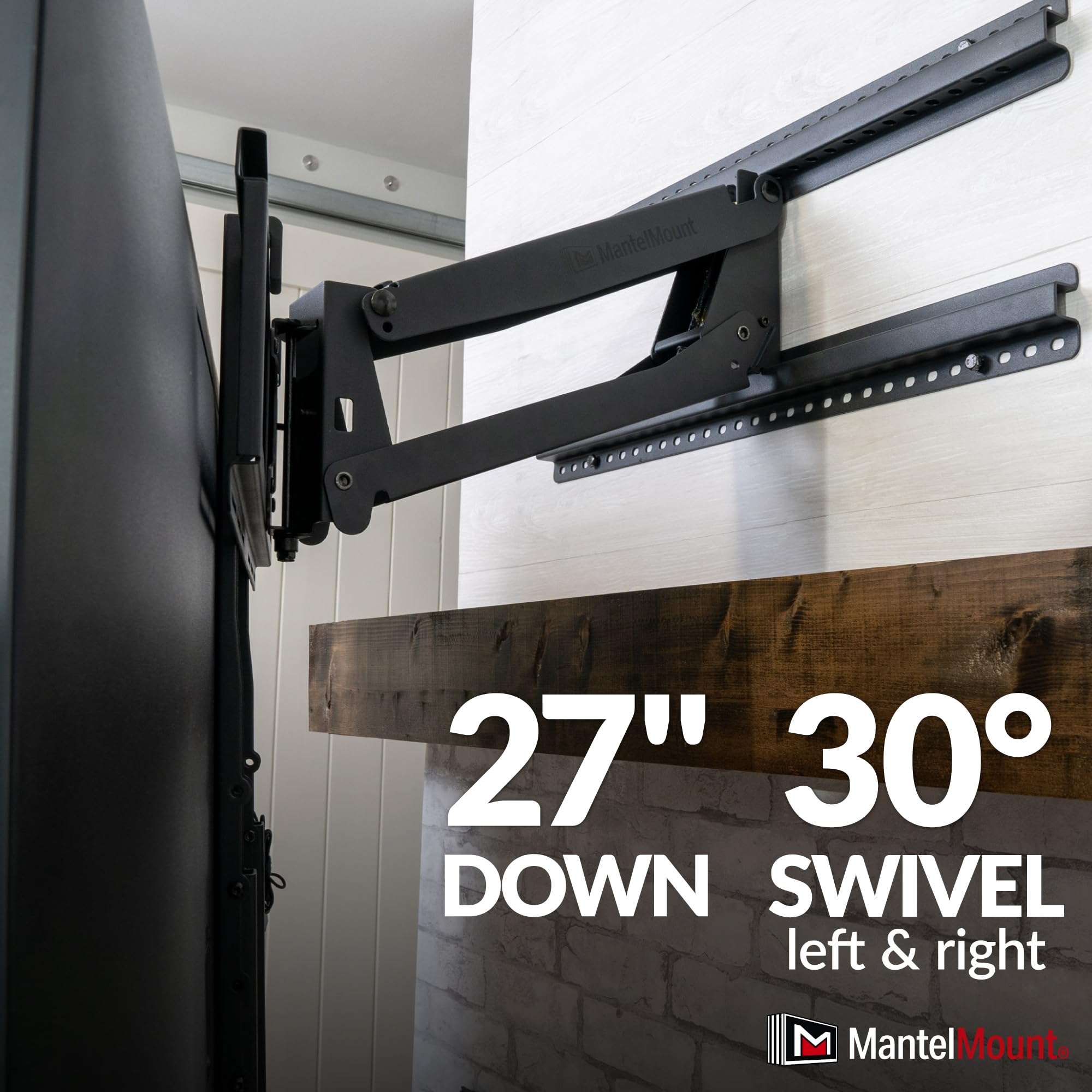 MantelMount- MM340 Above Fireplace Pull Down TV Mount- Televisions 44" to 80" Up to 90 lbs - Safe Auto-Adjusting TV Mounts - Patented Motion Stops, Handles, Balancing Technology - Superior Steel - Image 8