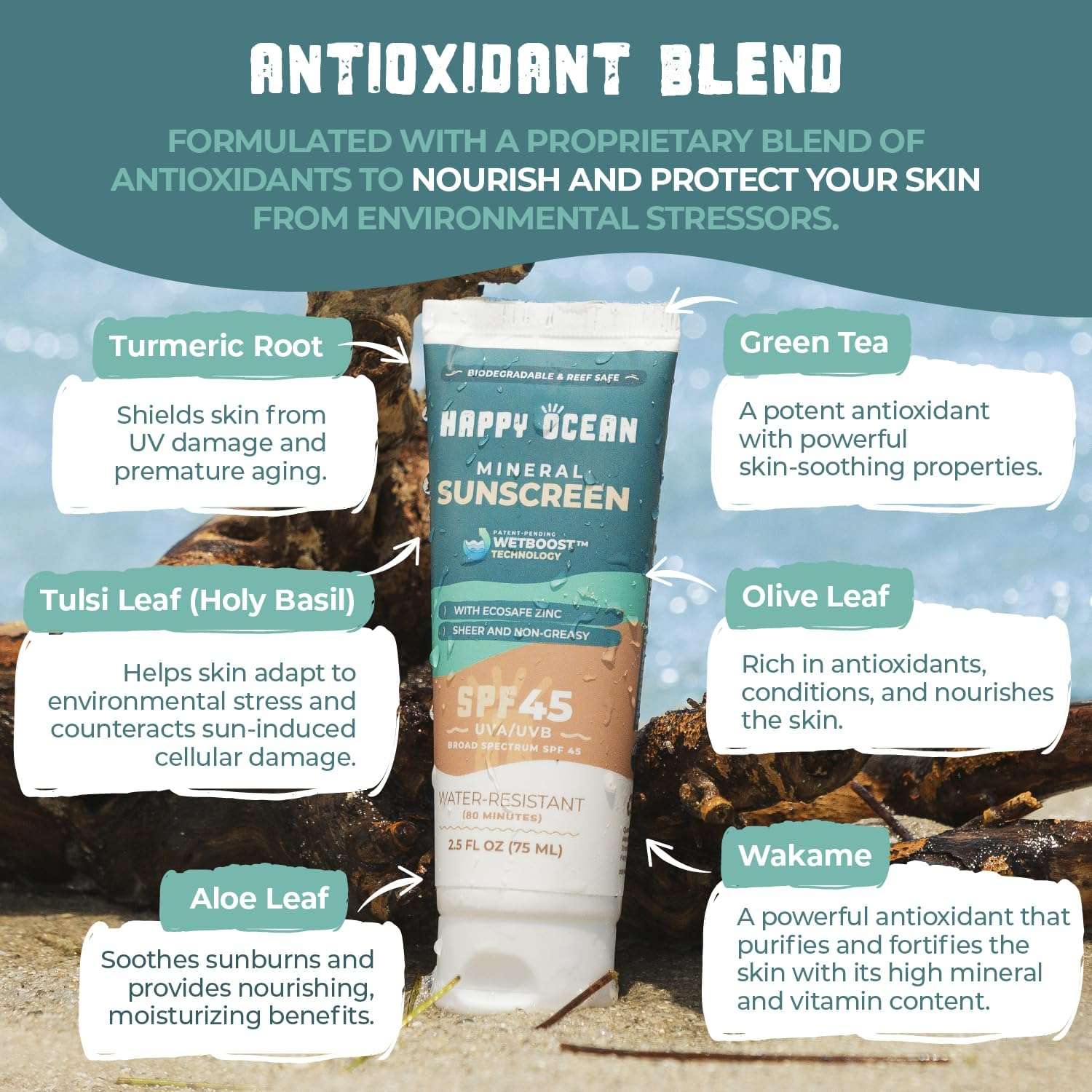 Happy Ocean SPF 45 Biodegradable Reef Safe Sunscreen for Face & Body | Non-Nano Zinc Oxide | Fragrance Free | Non Toxic | Organic | Mineral Based | Travel Size | 2.5 Fl Oz - Image 8