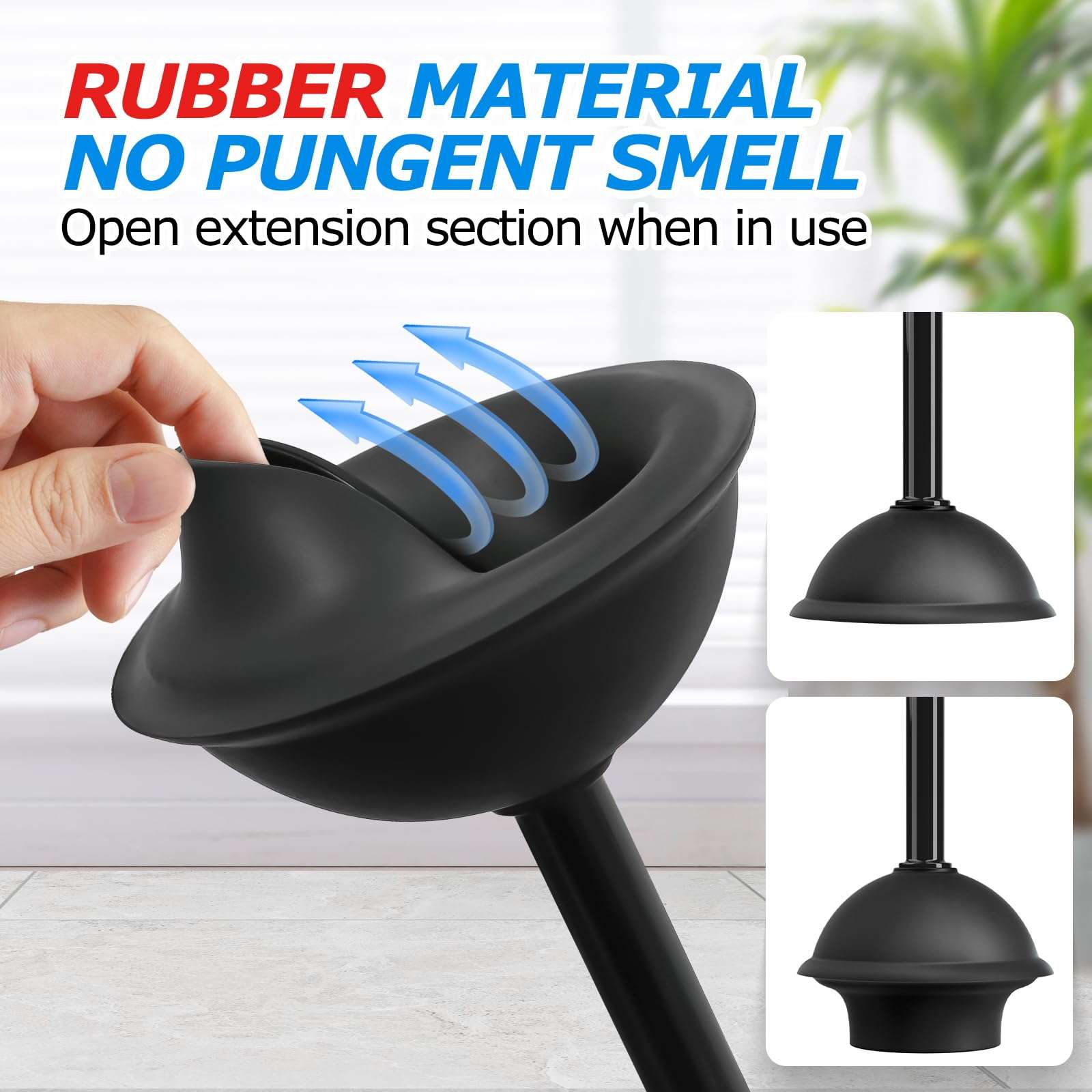 FORASTO 2 in 1 Toilet Plunger and Brush Set，Extended Handle Plunger，Toilet Bowl Brush Plunger Set,Bathroom Cleaning Tools ，Toilet Brush Plunger Combo，Cleaning Brush，Bathroom Cleaning Supplies - Image 5