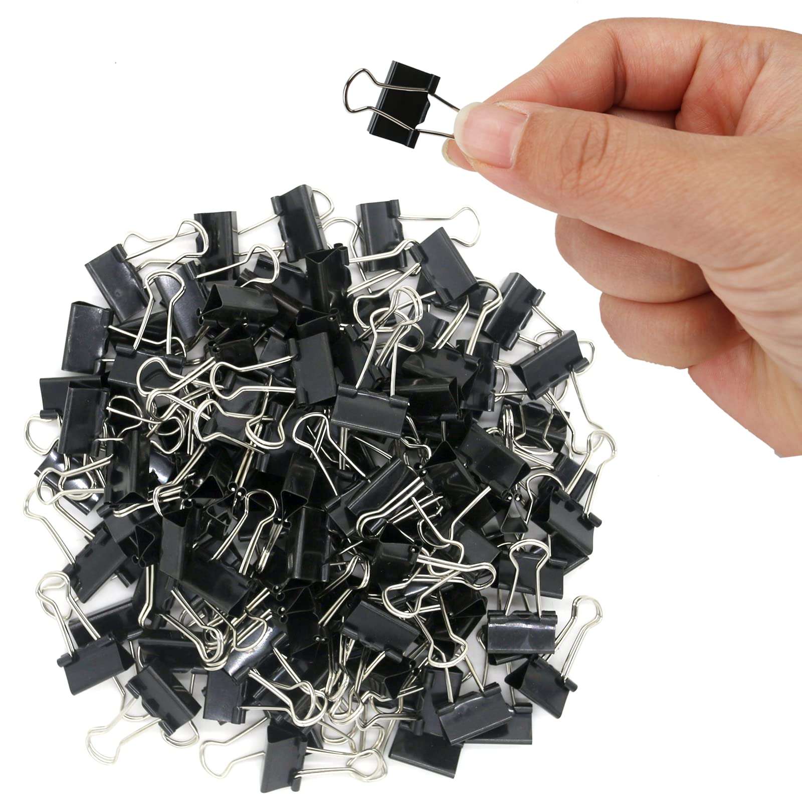 120 Pack Mini Binder Clips, Black Binder Clips, Small Paper Clips 15mm 5/8 Inch. Micro Size Office Clips for Home School Office and Business. - Image 1