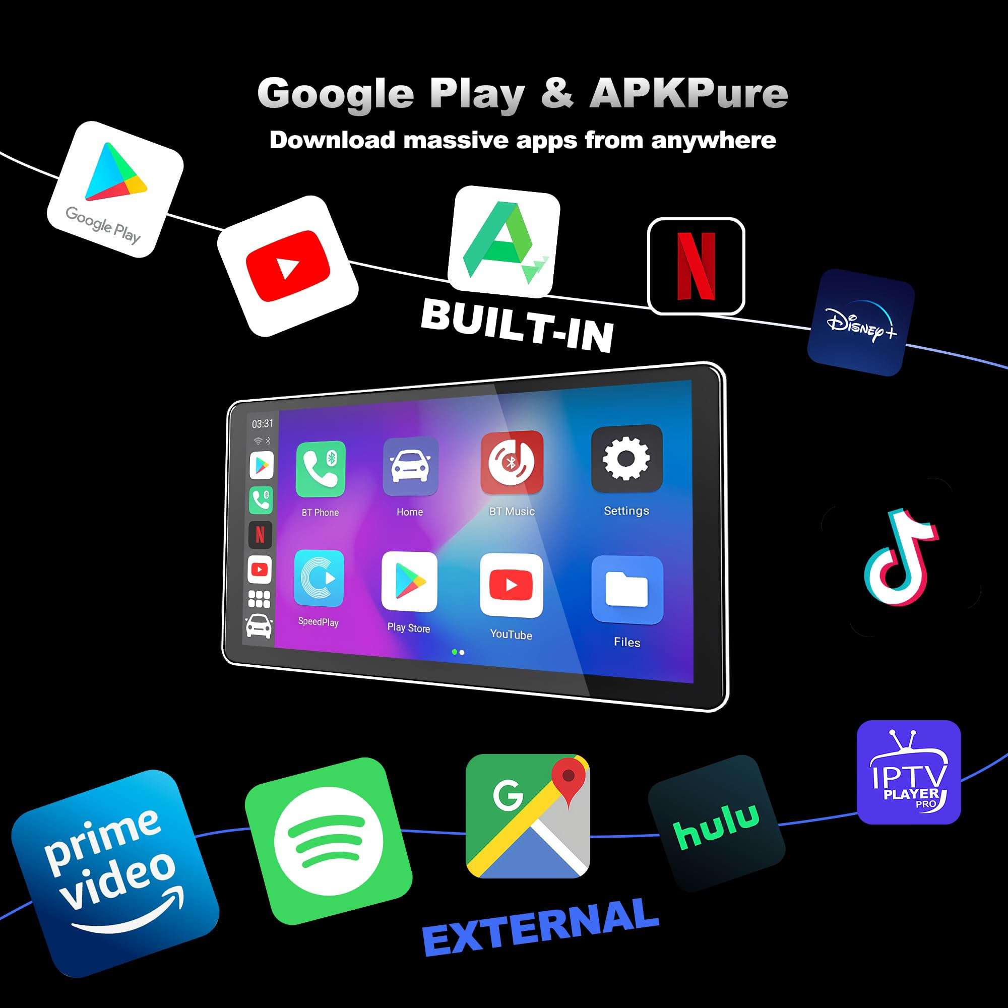 TERUNSOUl 3-in-1 Wireless CarPlay Adapter & Android Auto Wireless Adapter, Plug & Play, Easy Setup, Supports Netflix, YouTube, TF Card, and More for Cars with OEM Wired CarPlay/Android Auto - Image 3