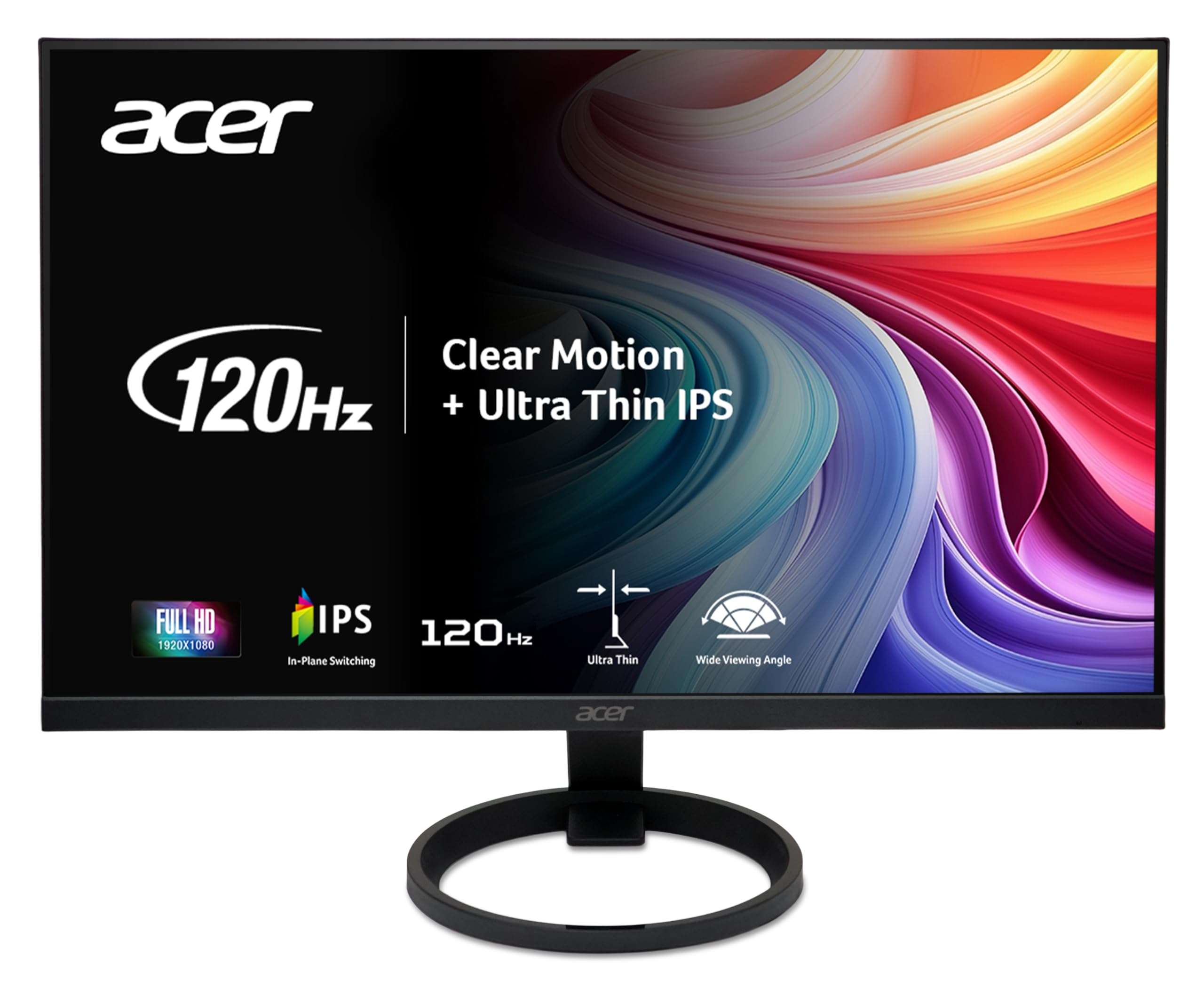 Acer R240Y G0bi 23.8" IPS Full HD (1920 x 1080) Ultra-Thin Gaming Office Monitor | Adaptive-Sync Support (FreeSync Compatible) | Up to 120Hz Refresh | 1ms (VRB) | 99% sRGB | Tilt | HDMI & VGA Ports - Image 1