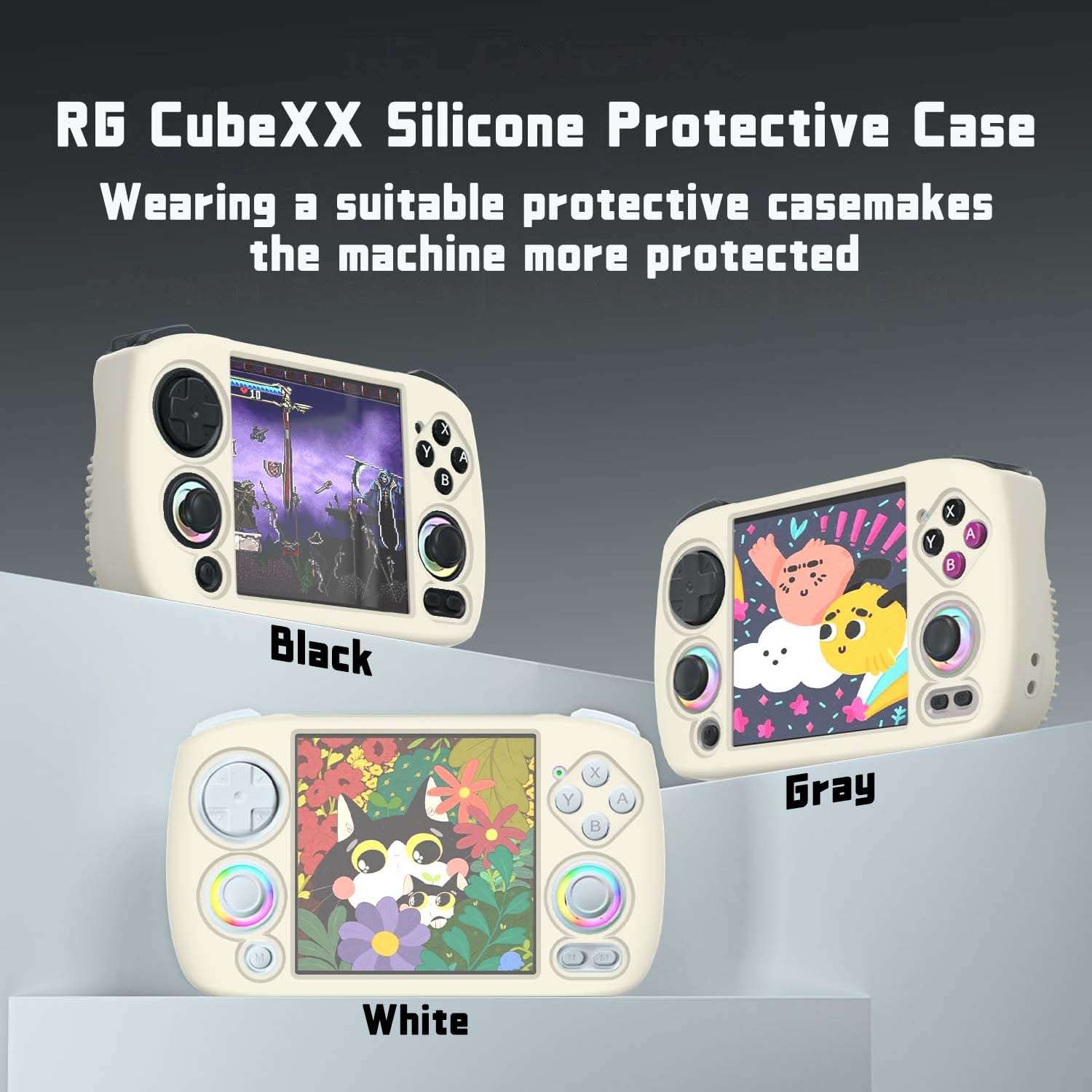 FIOPAZ Soft Silicone Case for Anbernic RG CubeXX, Off-White | with Lanyard | Drop and Scratch Resistant | Washable Cover | for Retro Handheld Game Console Only - Image 7