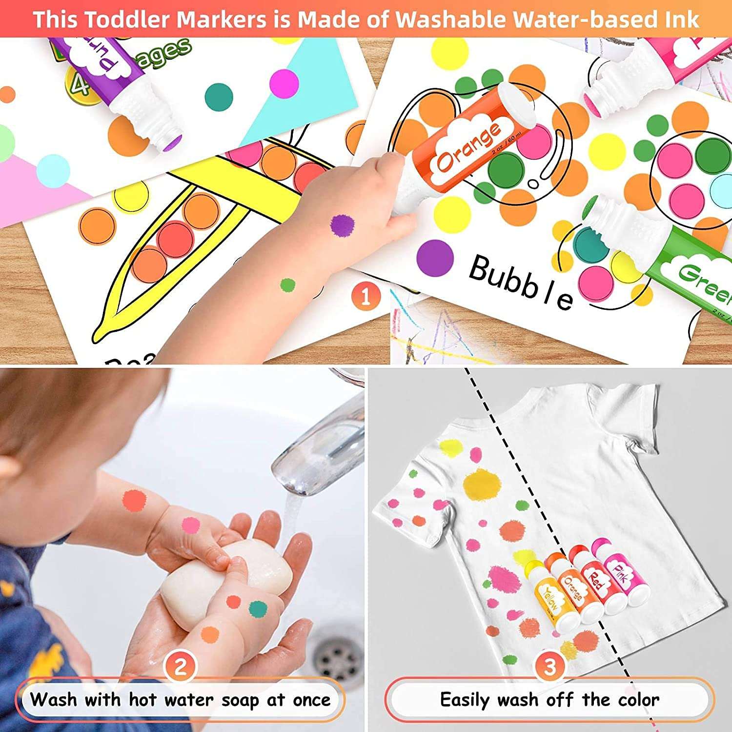 Dot Markers for Toddlers Kids Preschool, Bingo Daubers Washable Art Markers 8 Colors, Toddlers Arts and Crafts Supplies, Kids Painting Drawing Coloring Supplies, Dot Paint Craft Kit Preschool Learning - Image 6