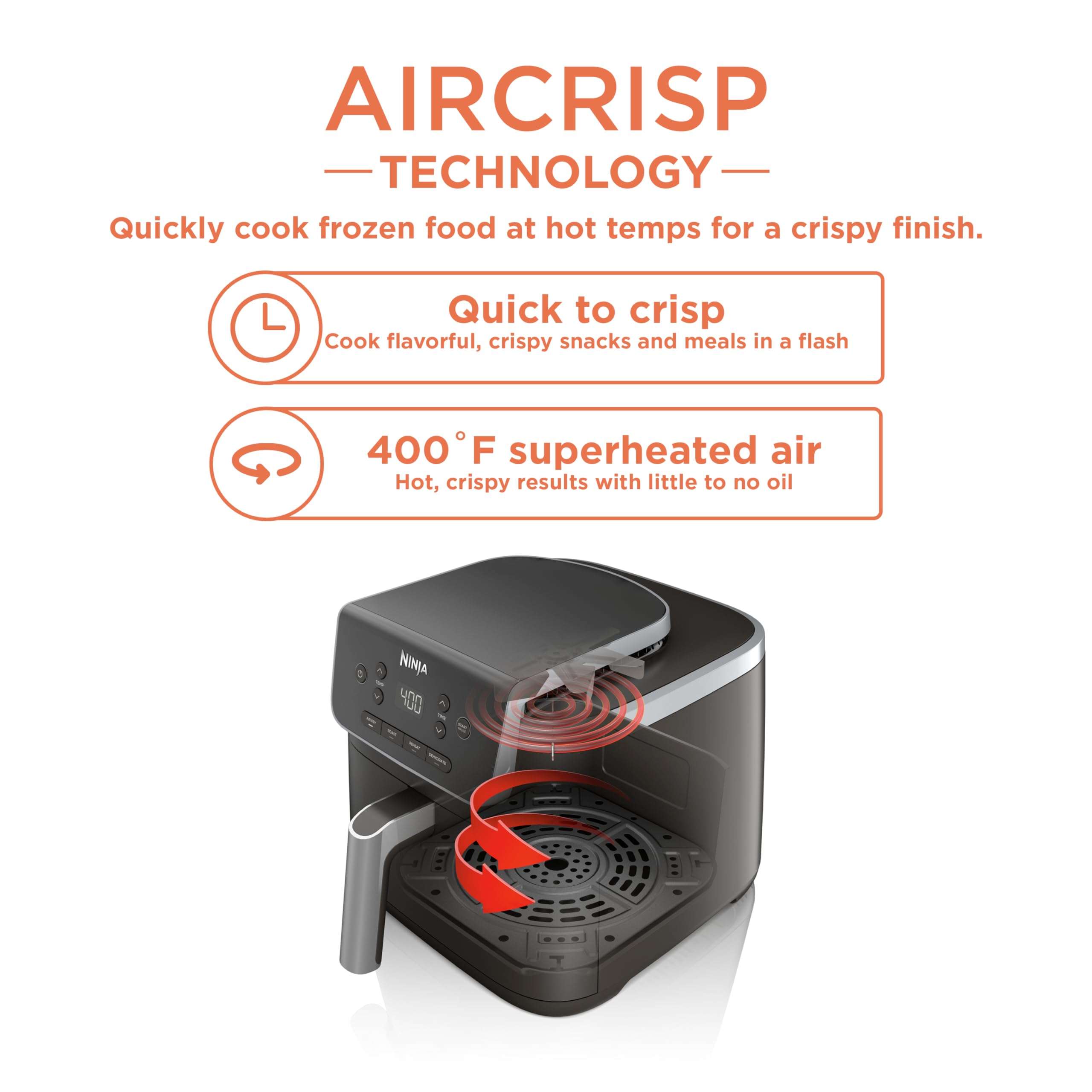 Ninja | Air Fryer | 4-in-1 Pro Air Fry, Roast, Reheat, Dehydrate | 5QT Capacity fits up to 4lbs of French Fries | 400F Max Temp | Nonstick Basket & Crisper Plate | 120V | Grey | AF141 - Image 2