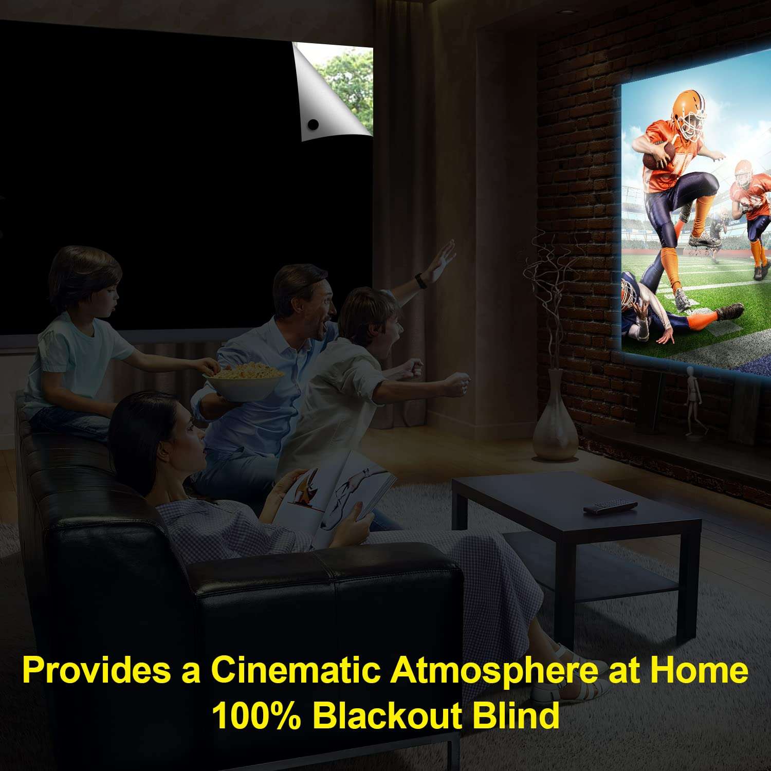 FADOTY Blackout Curtains for Bedroom, Portable 100% Black Out Window Cover Film, Cuttable Blackout Shades Fabric Sheet, No Drill Window Blinds, Sun Heat Light Blocker for Travel Media Dorm, 57'' W - Image 7