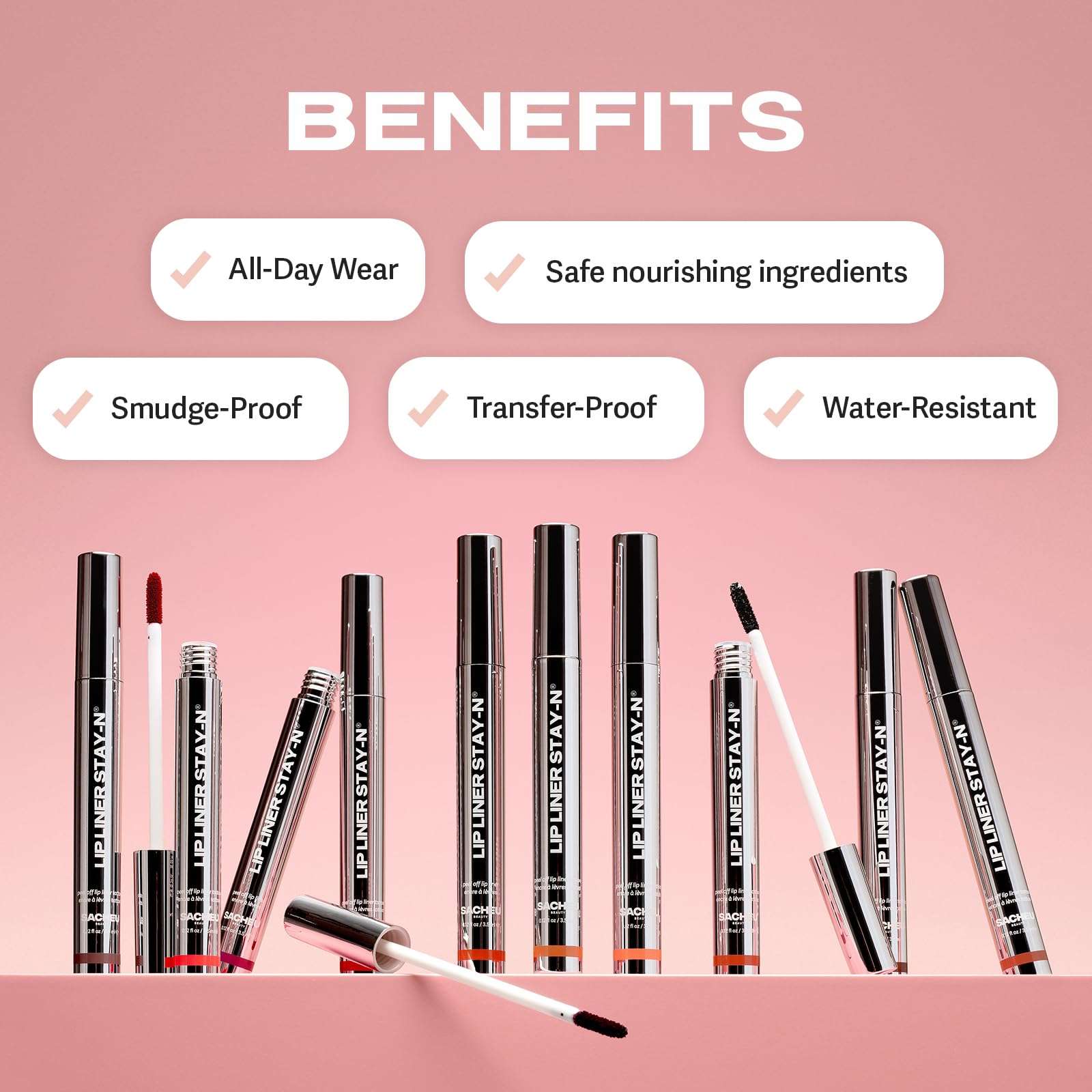 Sacheu Lip Liner STAY-N Peel Off Lip Stain — Long Lasting Matte Lip Tattoo Transfer Proof Lipstain Infused with Hyaluronic Acid & Vitamin E for All Skin Types — Vegan & Cruelty-Free, p-INKED - Image 4