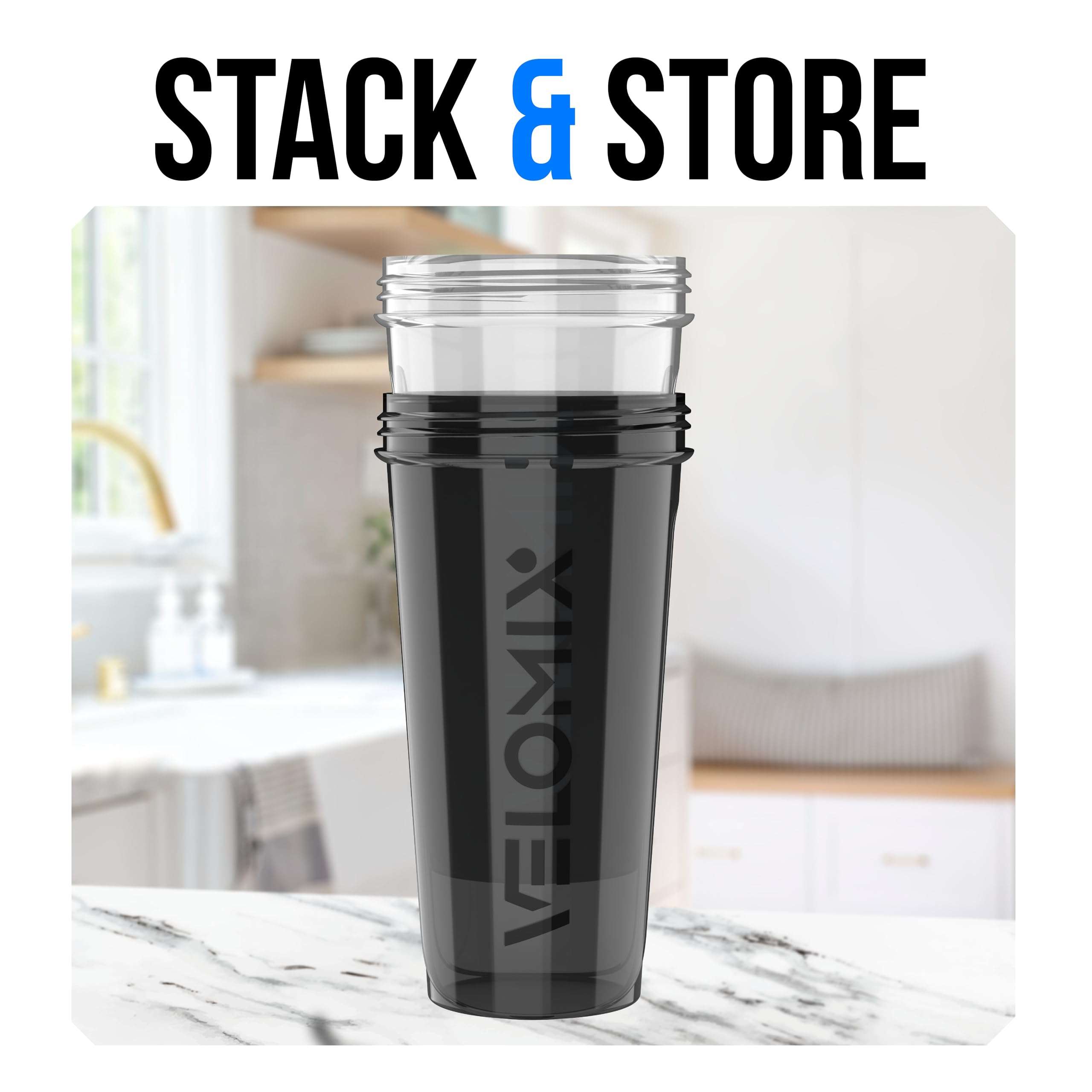 VELOMIX -2 Pack- 28 oz Protein Shaker Bottles for Protein Mixes - 2x Wire Whisk | Leak Proof Shaker Cups for Protein Shakes | Protein Shaker Bottle Pack (Black/Transparent) - Image 7