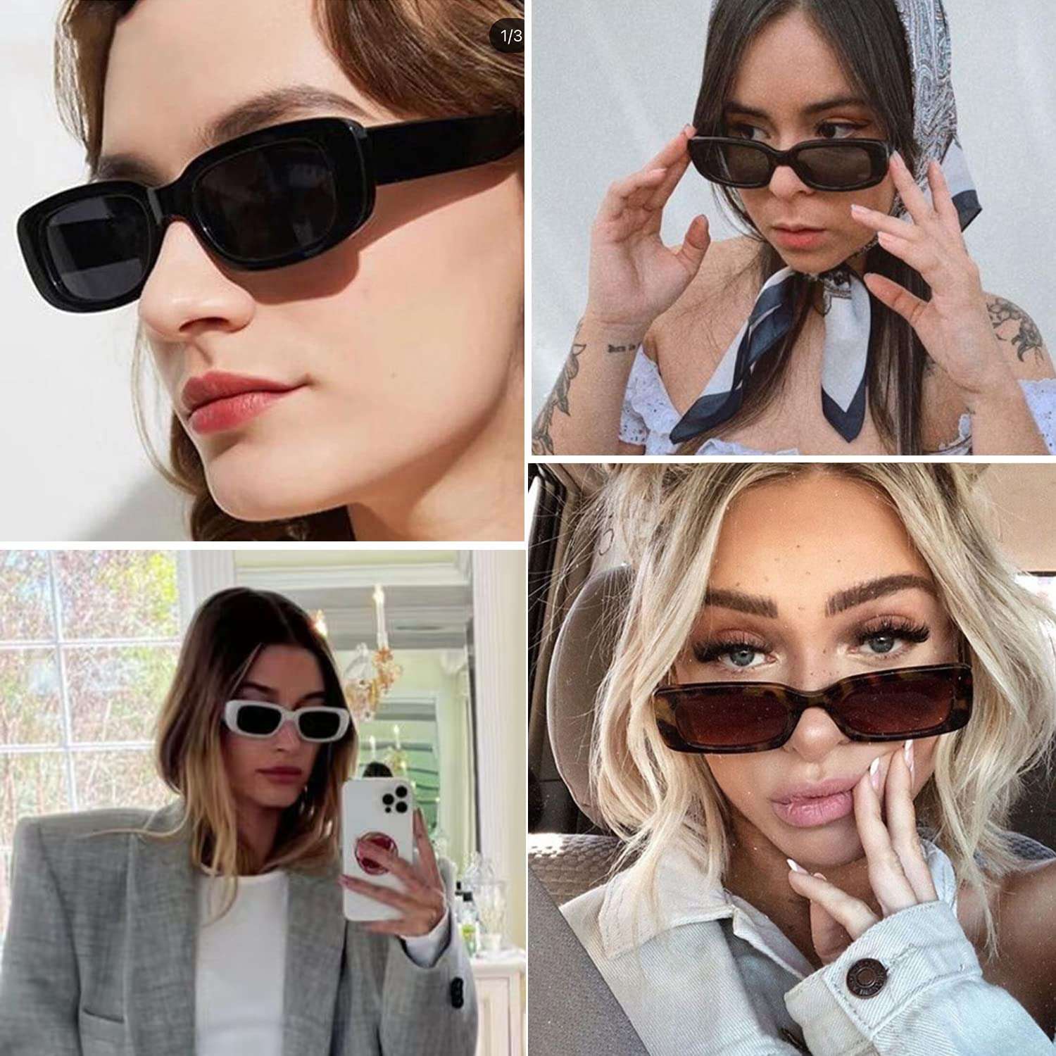 kimorn Rectangle Sunglasses for Women Men Trendy Retro Fashion Sun Glasses 90’s Vintage UV 400 Protection Square Frame K1200 - Image 3