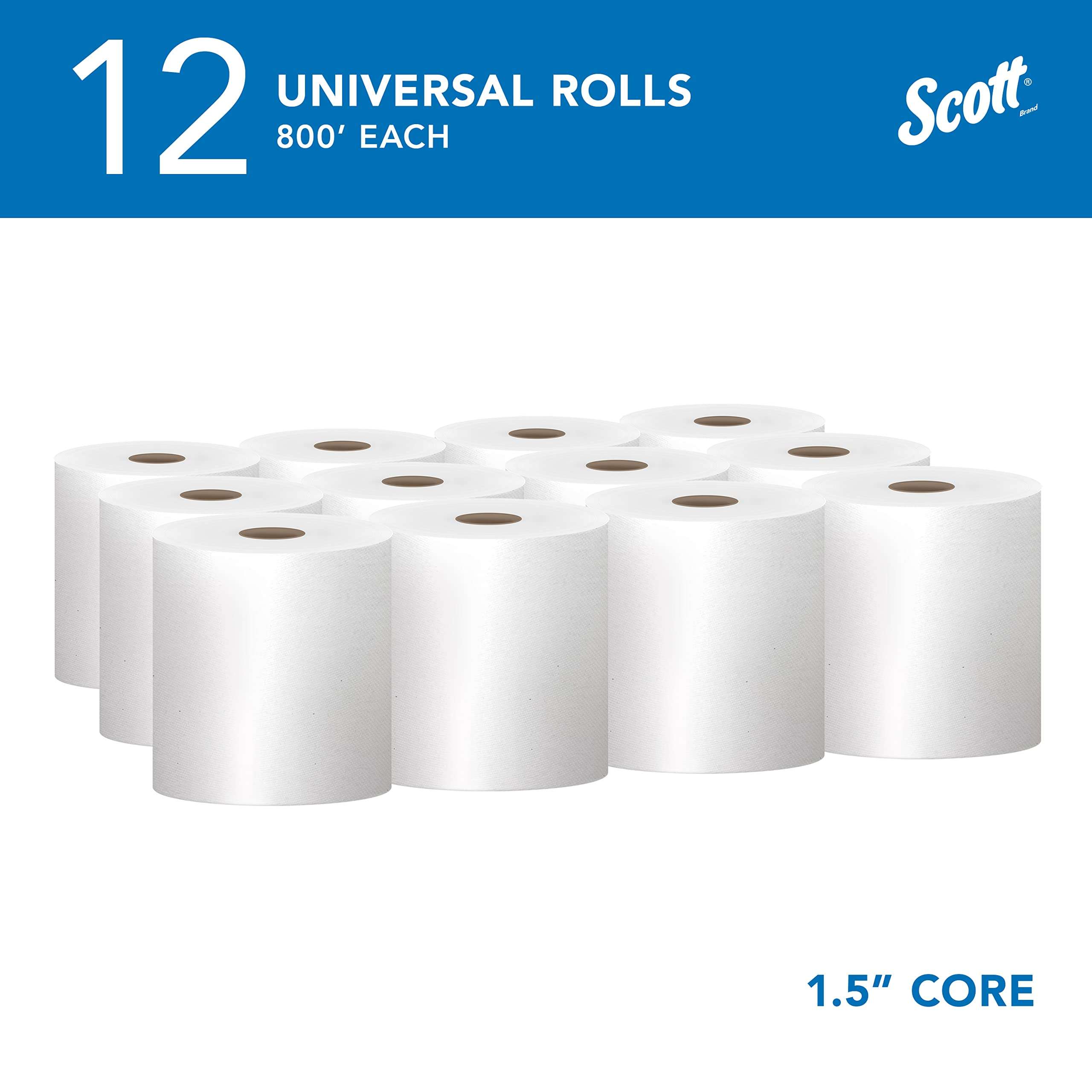 Scott Professional Essential Universal Hard Roll Paper Towels, Bulk (01040), Hardwound 1.5' Core, Absorbency Pockets, White (12 Rolls at 800' Each, 9,600'/Case) - Image 2