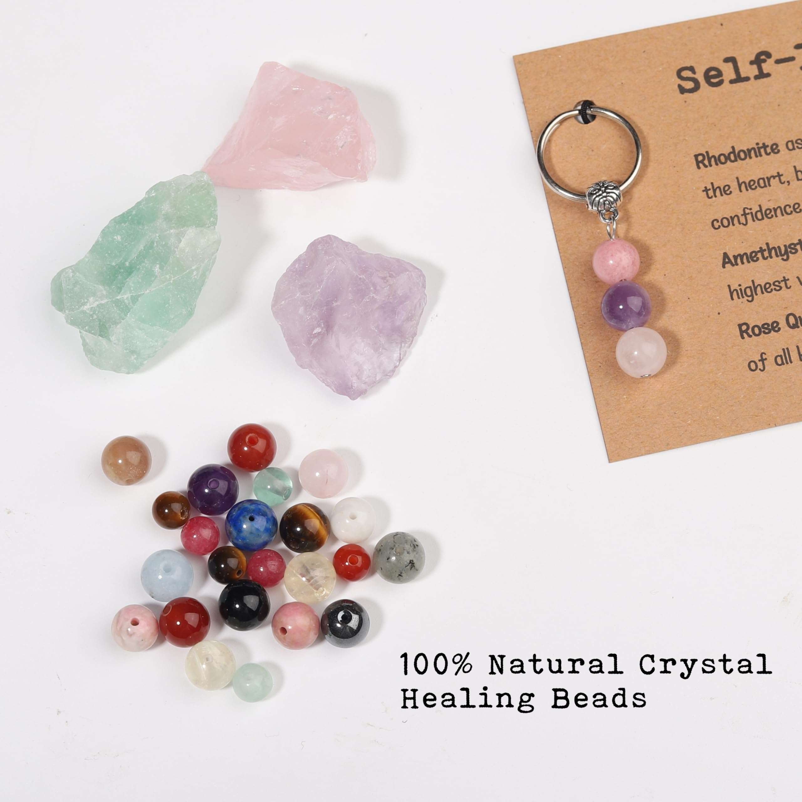 GINAZL Natural Crystals Keychain Gift for New Beginnings, Small Healing Stones Keychain for Anxiety Relief. Healing Crystals - Image 3