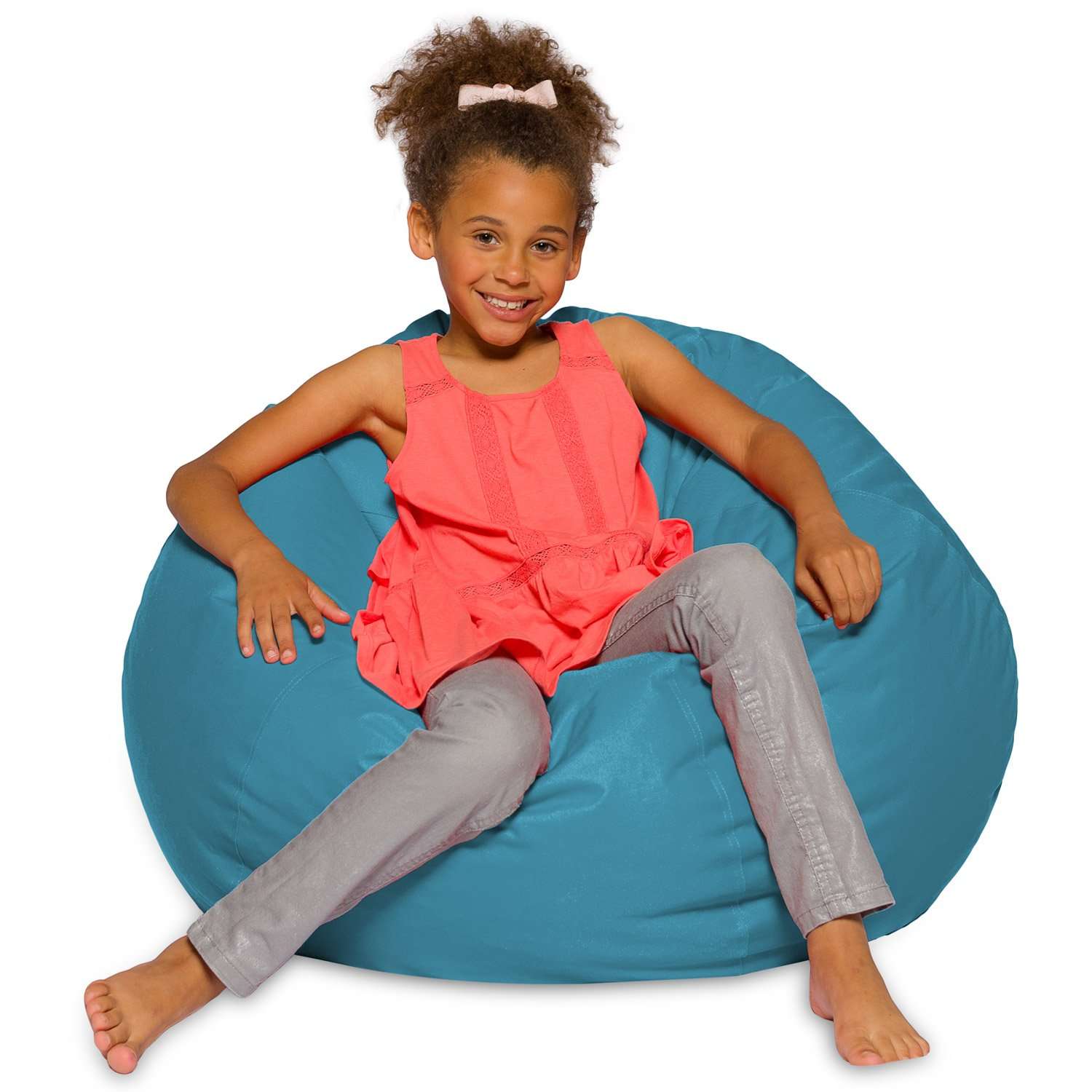 Posh Creations Bean Bag Chair for Kids, Teens, and Adults Includes Removable and Machine Washable Cover, Heather Teal, 38in - Large - Image 1