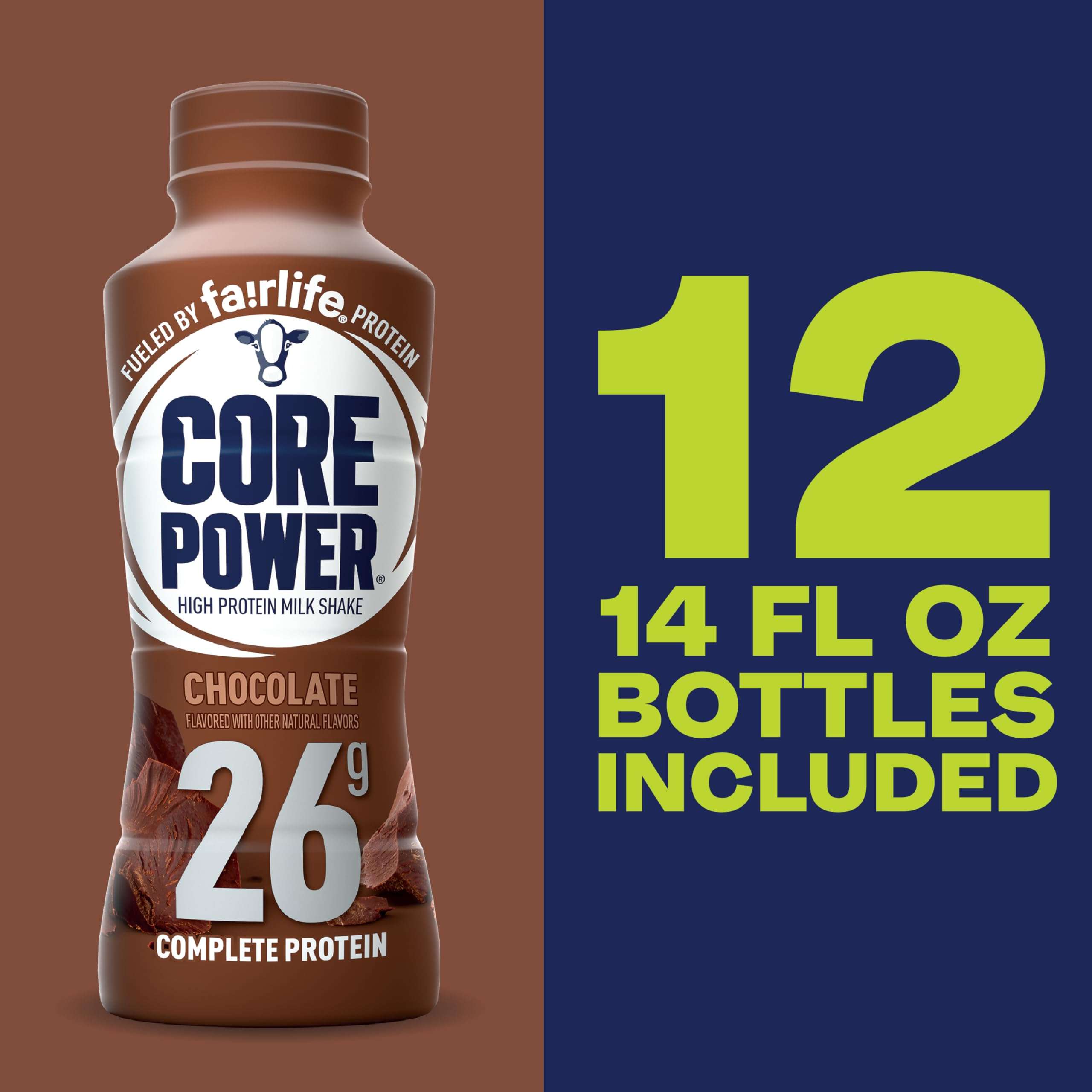 Core Power Protein Shake, Chocolate, 26g Bottle, 14oz, 12 Pack - Image 4
