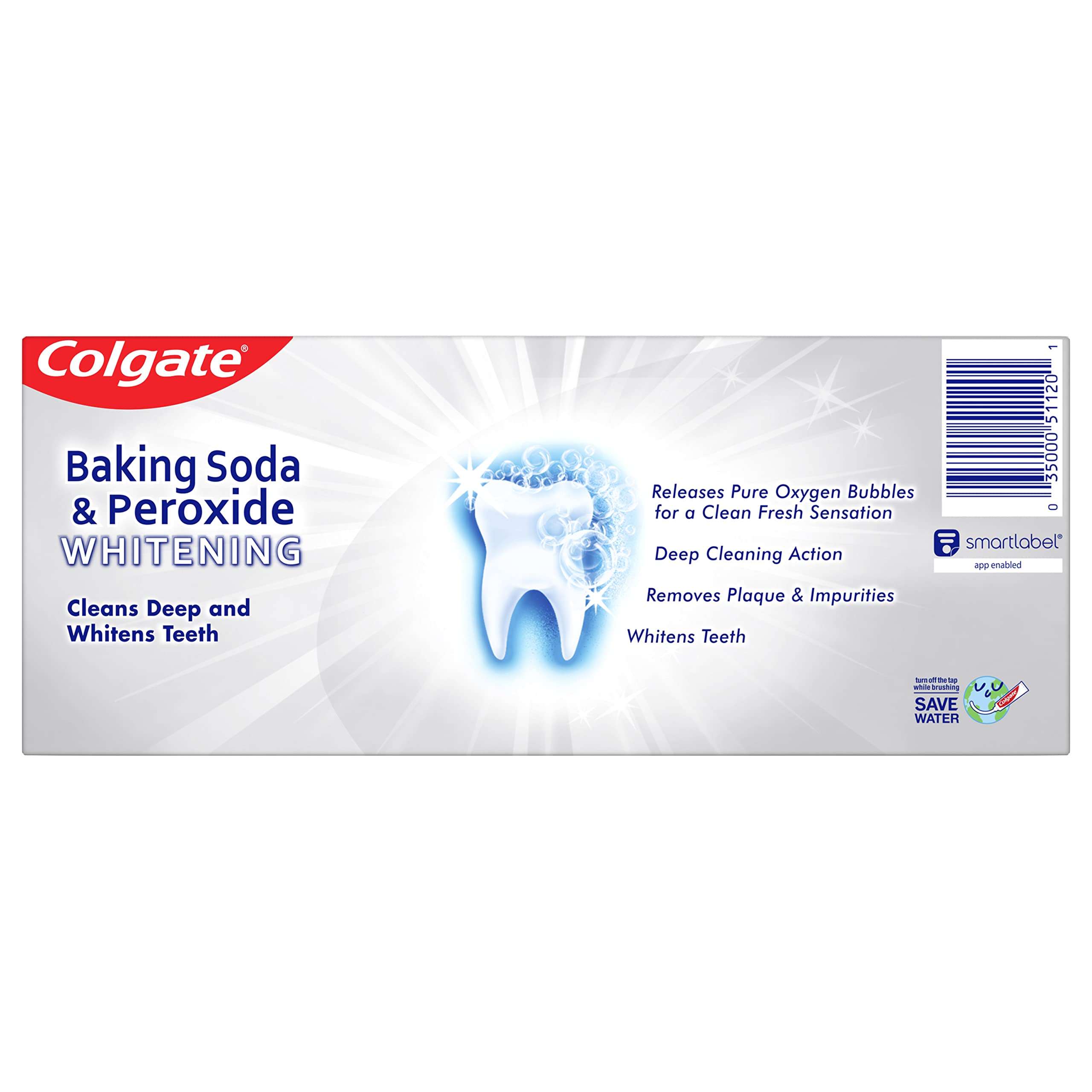 Colgate Baking Soda & Peroxide Toothpaste - Whitens Teeth, Fights Cavities & Removes Stains, Brisk Mint, 6 Ounce (Pack of 2) - Image 4