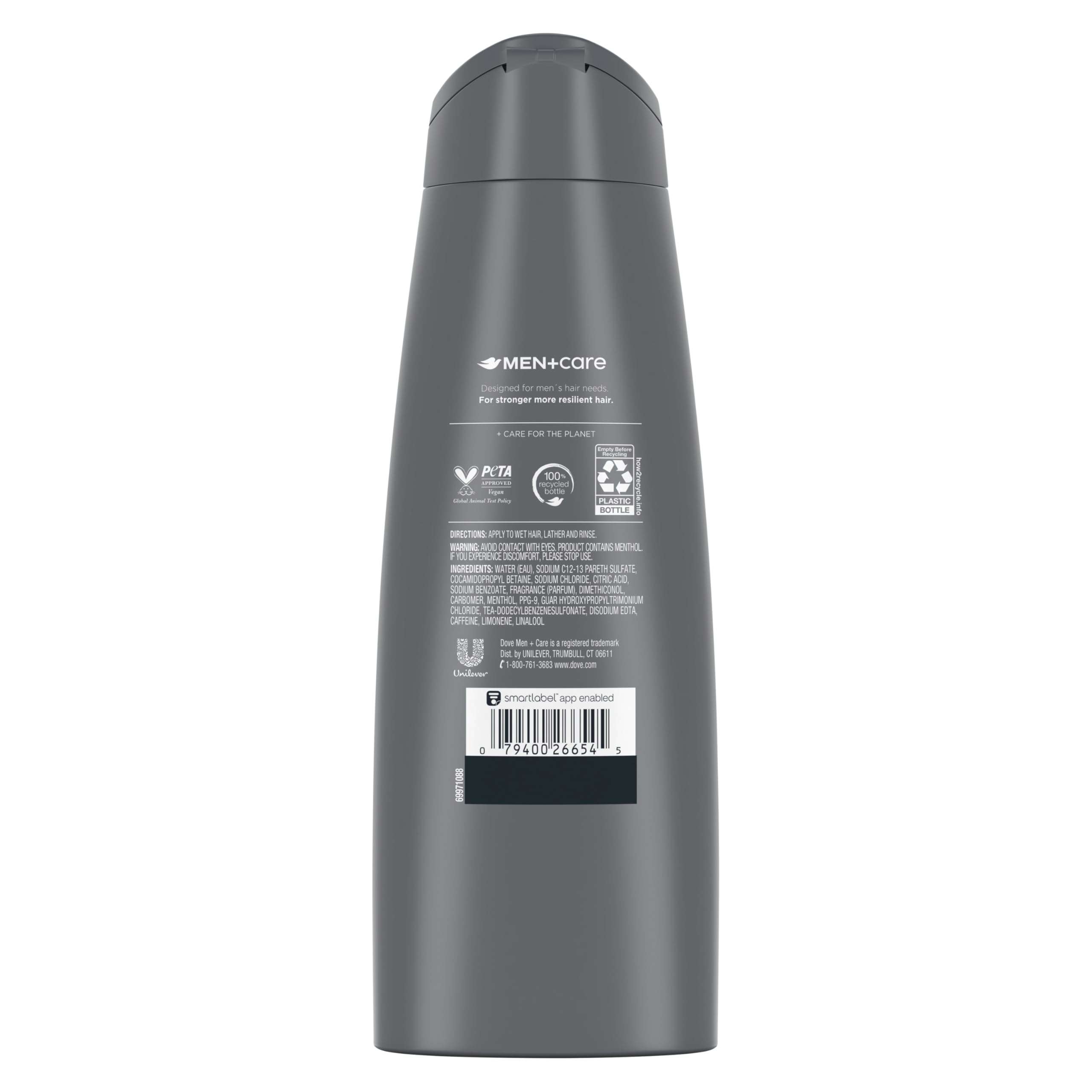 DOVE MEN + CARE Fortifying 2-in-1 Shampoo and Conditioner Fresh and Clean with Caffeine 4 Count For Everyday Care Helps Strengthen and Nourish Hair 12 oz - Image 2