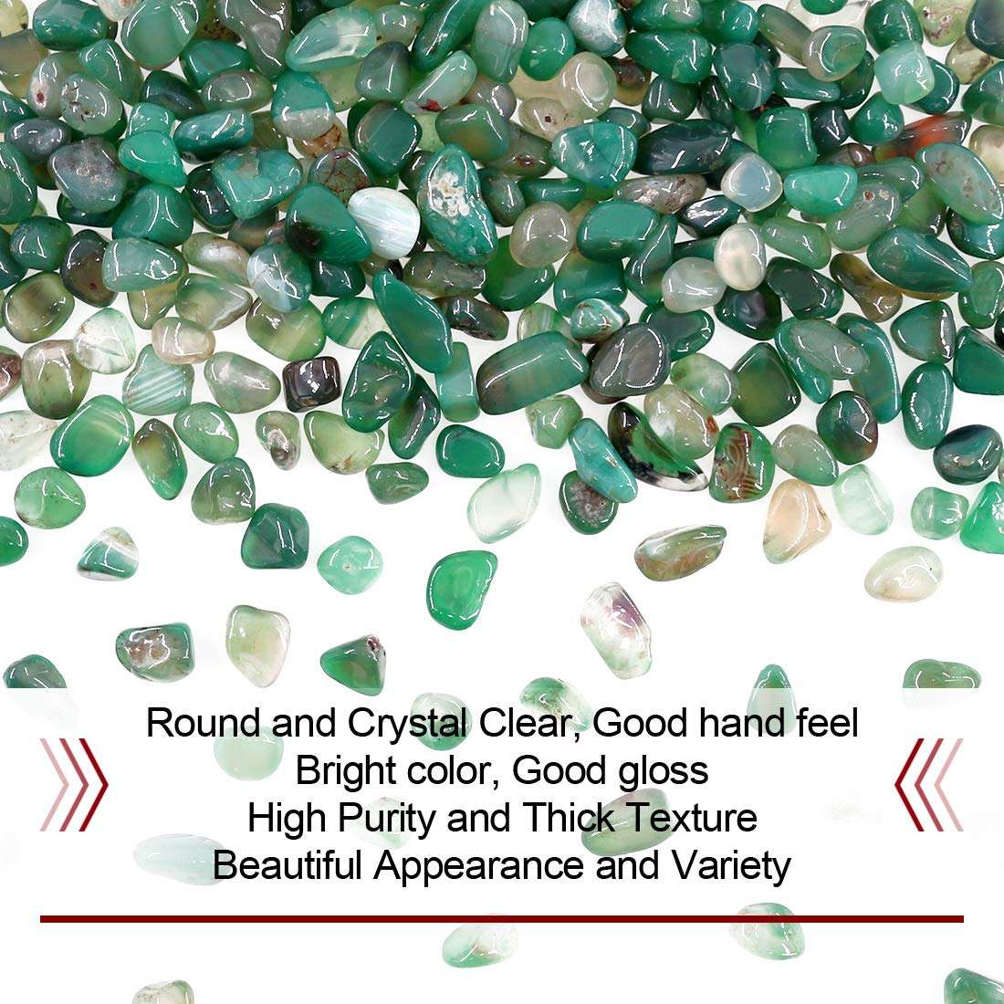 Hilitchi Green Agate Stone Tumbled Stones for Plants Cacti & Succulents Bedding, Vase Filler, Landscape Bottom Decoration (About 1lb(455g)/Bag) - Image 5