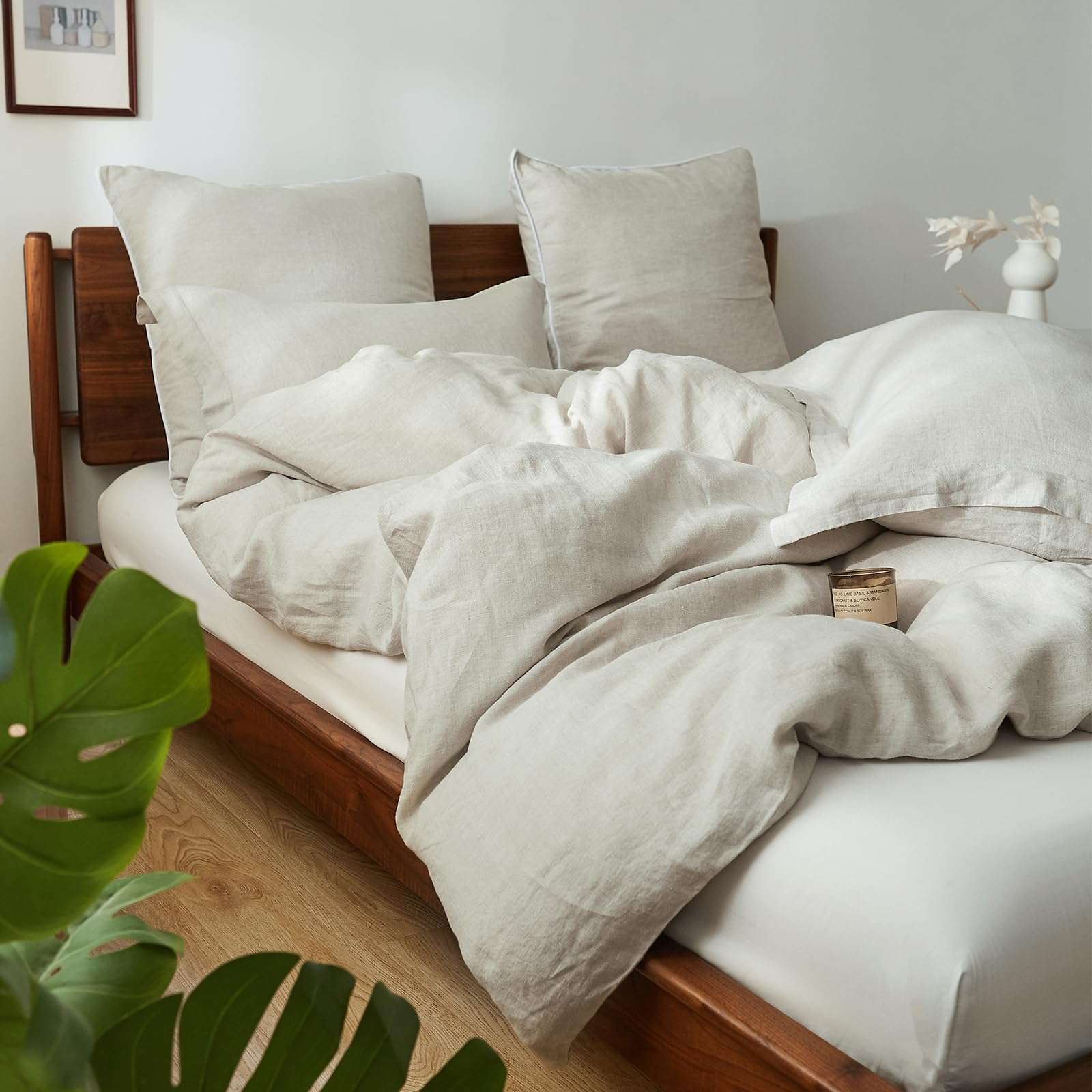 King Linens 100% French Linen Pillow Shams Basic Style - Pack of 2 - Washed Solid Color Natural Flax Soft Breathable - Linen, 20'' x 26'' - Image 7