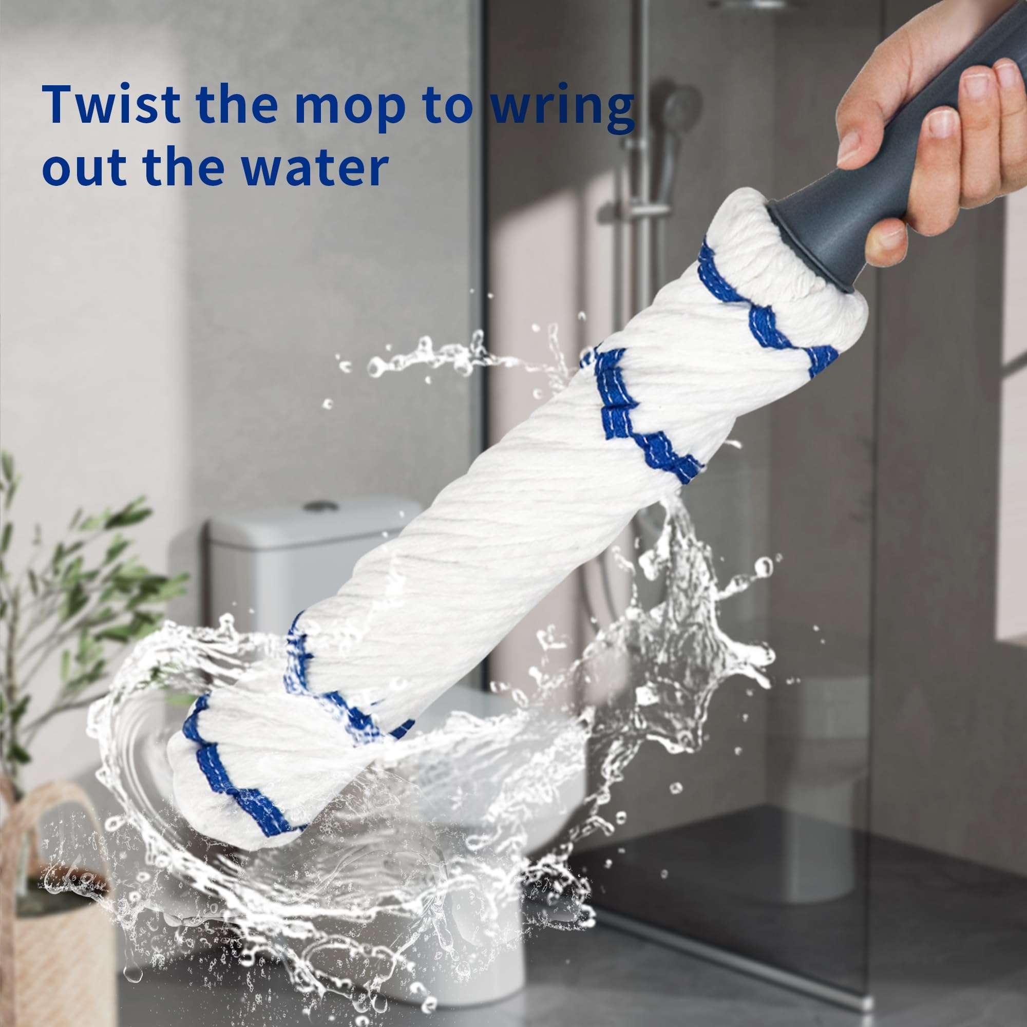 Silkyhose Self-Wringing Twist Mop Cotton Rotating Dry & Wet Mops with 2 Reusable Heads for Floor Cleaning Kitchen Bathroom Hardwood Vinyl Tile Laminate Household Office (White Style 2) - Image 5
