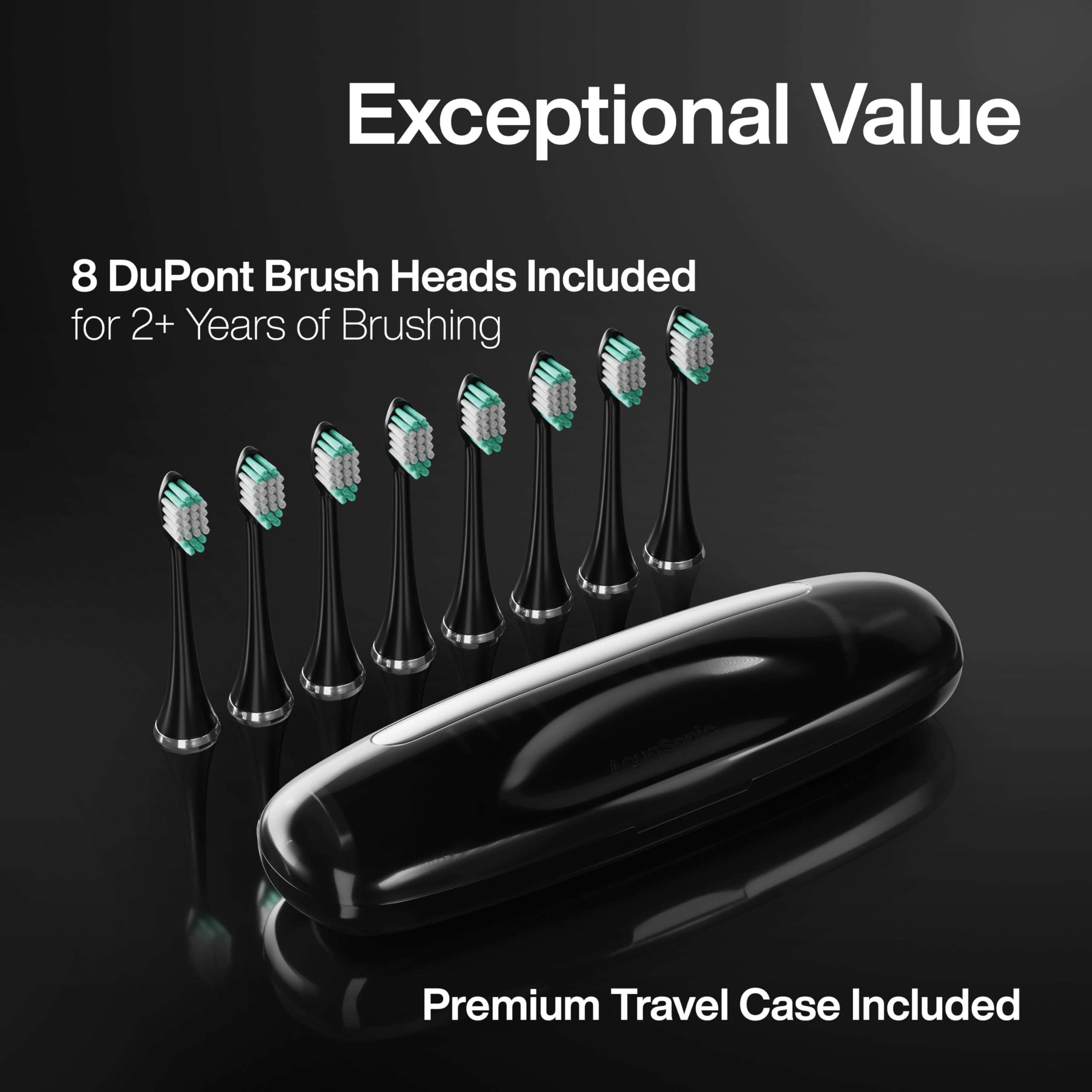 Aquasonic Black Series Ultra Whitening Toothbrush – ADA Accepted Electric Toothbrush- 8 Brush Heads & Travel Case – 40,000 VPM Electric Motor & Wireless Charging - 4 Modes w Smart Timer - Image 5