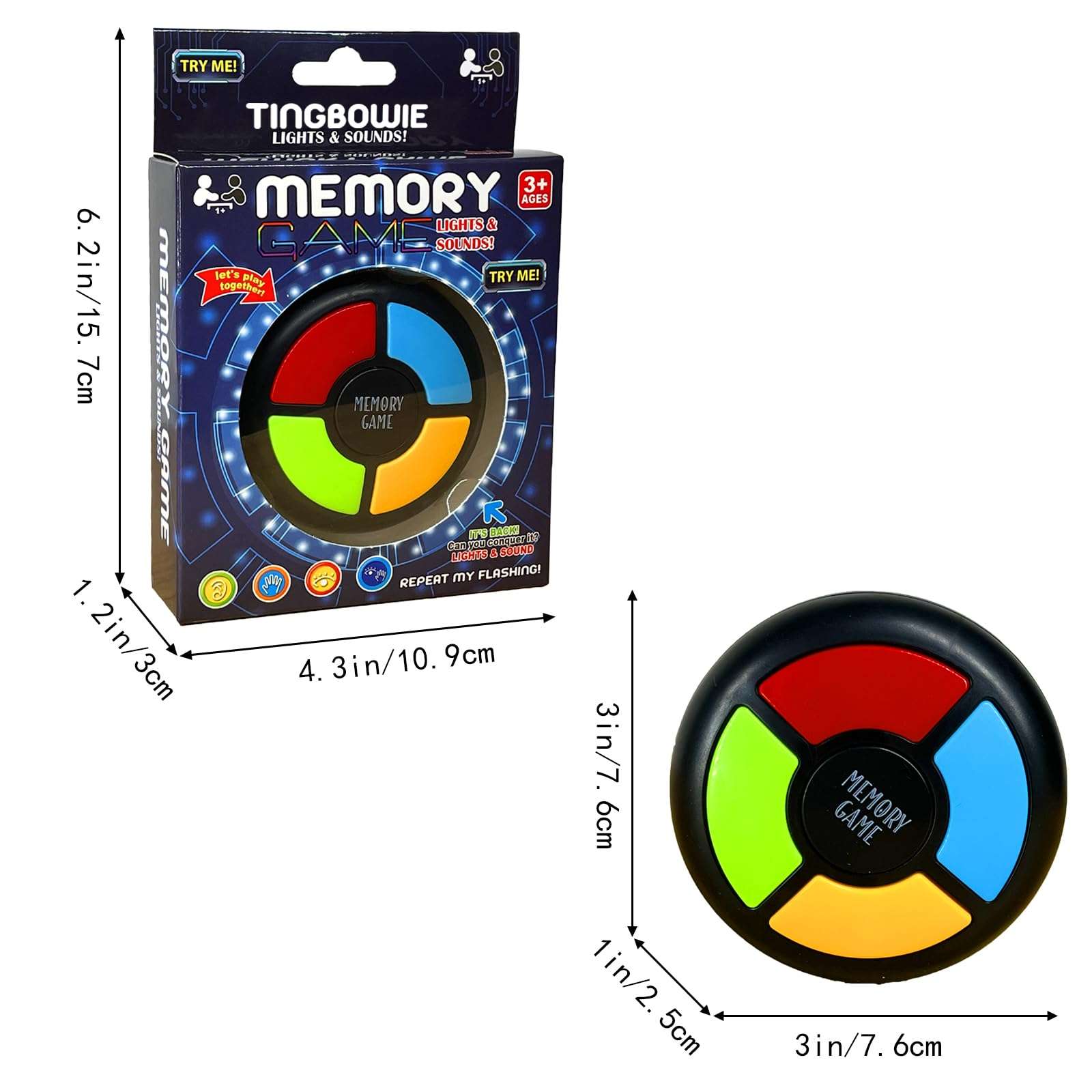 Light Up Memory Game Handheld Electronic Toys Color Memorizing Classic Board Games Quiz Game with Lights and Sounds (907) (907) - Image 3