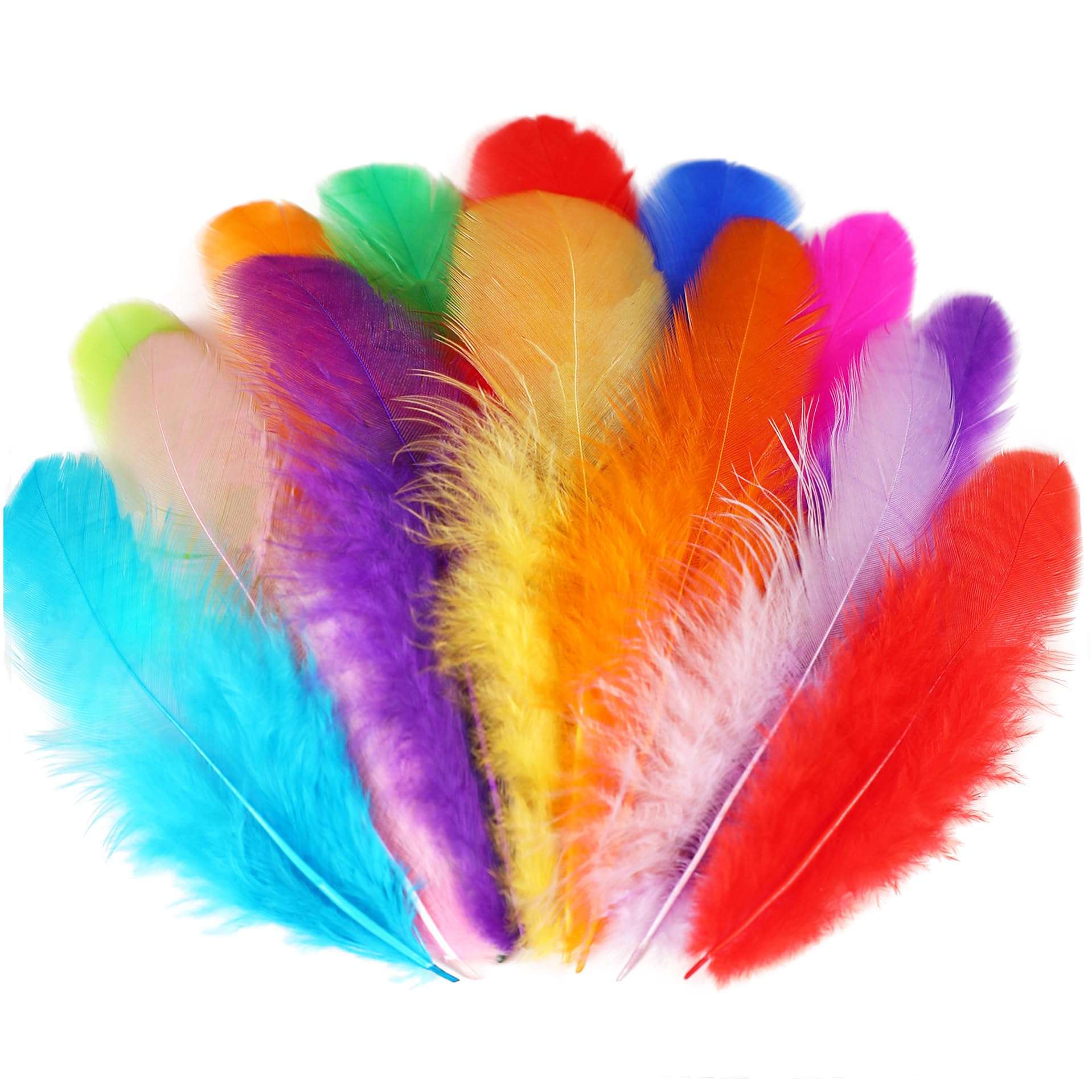 Soarer Colorful Craft Rooster Feathers - 300pcs 3-5inch Colored Feathers Bulk for Kindergarten DIY Crafts,Wedding Home Party Decorations,Dream Catcher Supplies(Rooster Colorful) - Image 1