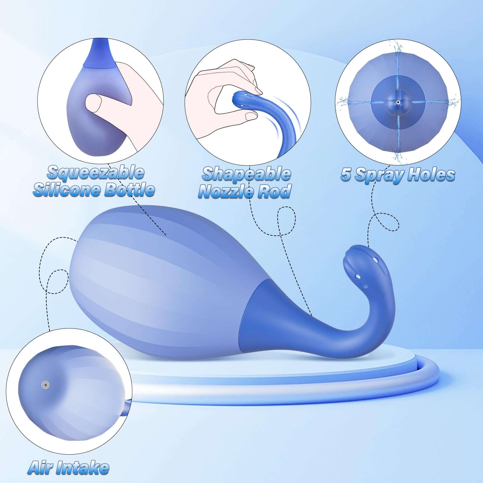 Enema Anal Douches for Men Women - Enema Bulb with Bendable Silicone Nozzles for Men Women Colon Cleanse, Anti Backflow Shower Douche Enema Kit with Lube, Anal Cleansing Feminine Care Douche Bottles - Image 2