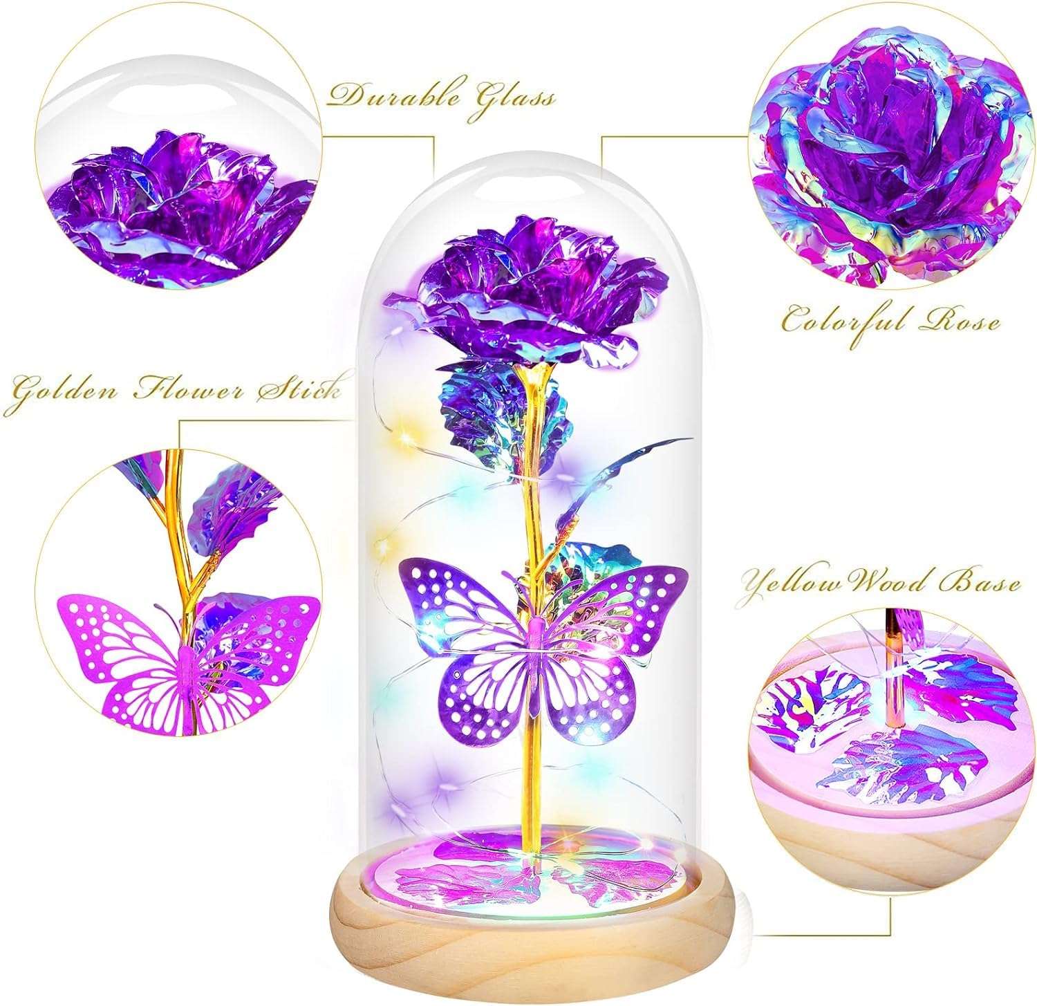 QUNPON Mothers Day Rose Gifts for Mom Flowers Rose Gifts for Women,Birthday Gifts for Women,Purple Butterfly Flowers for Mom Mother Day Flower Gifts from Daughter Son,Gift for Sister,Her,Grandma,Wife - Image 9
