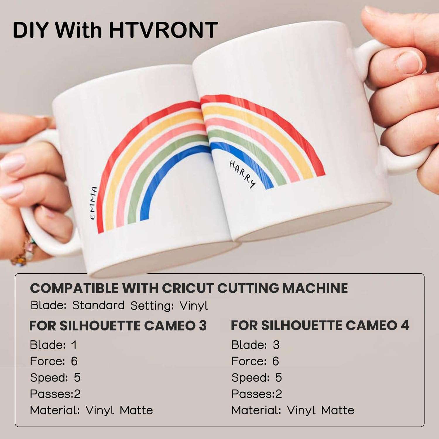 HTVRONT White Permanent Vinyl, 12" x 14 FT Adhesive White Vinyl Roll Compatible with Cricut Cutting Machine, Silhouette, Cameo Cutters, Signs, Scrapbooking, Craft, Die Cutters (Glossy) - Image 6