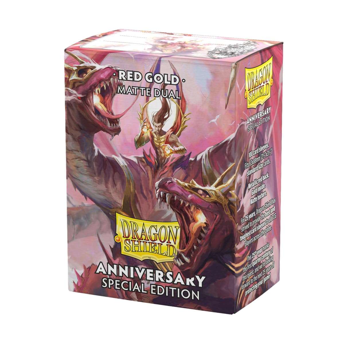Dragon Shield | Matte Dual Standard Size Card Sleeves | 100 CT - Smooth & Tough Premium TCG Sleeves - Compatible with Pokemon, Flesh & Blood, One Piece & Magic The Gathering | Red/Gold - Image 1
