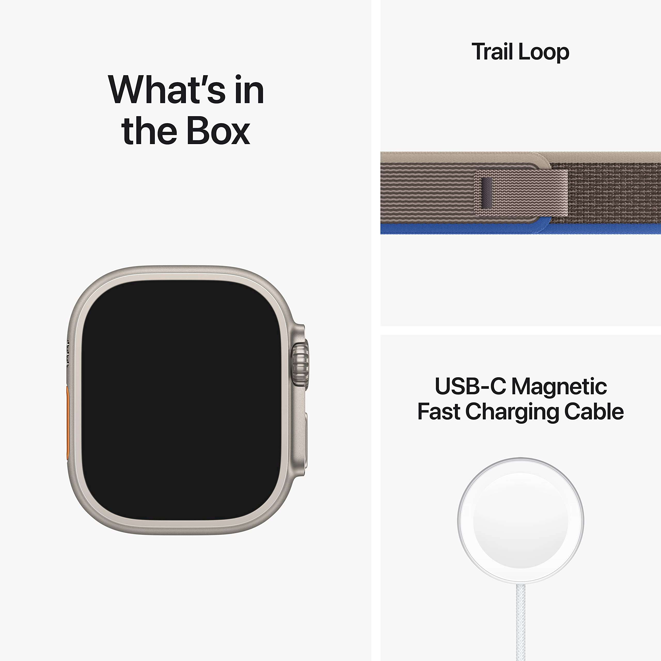 Apple Watch Ultra [GPS + Cellular 49mm] Titanium Case with Blue/Gray Trail Loop, M/L (Renewed) - Image 8
