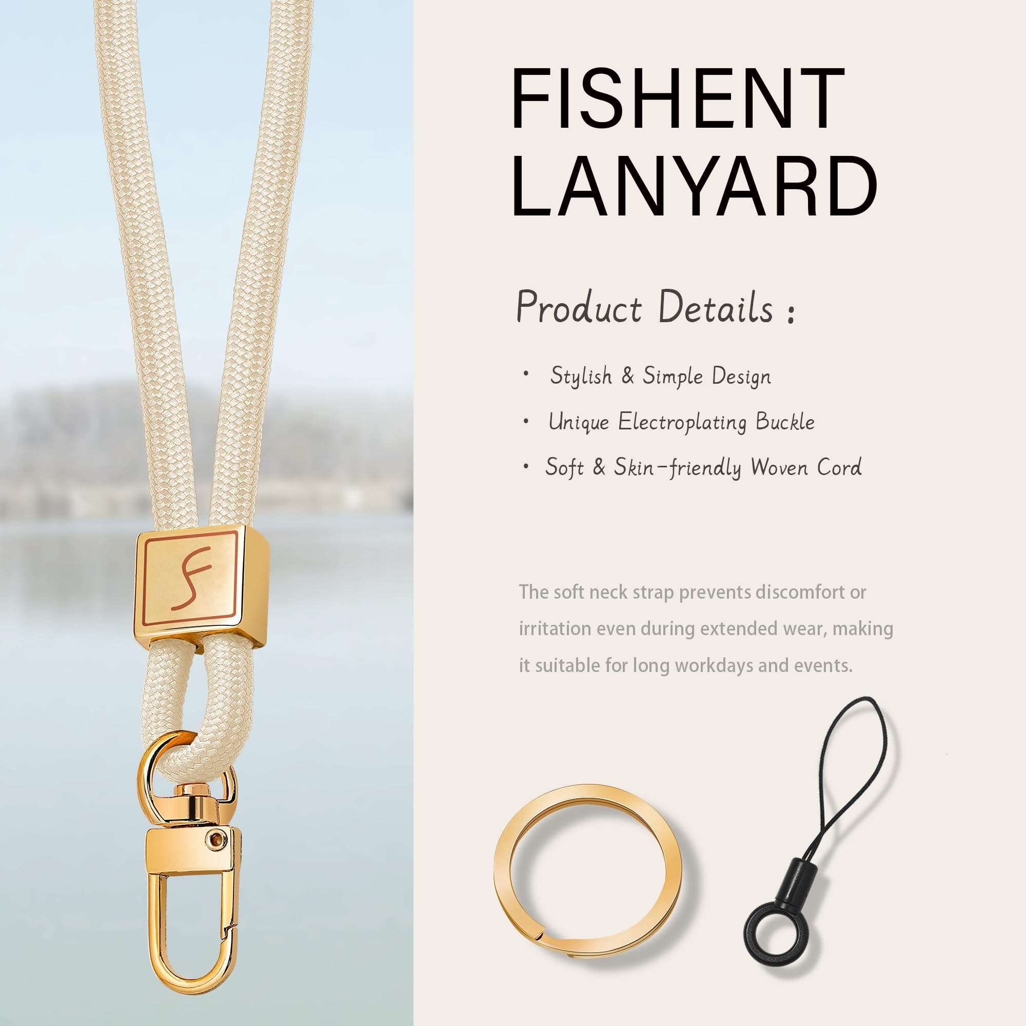 Fishent Lanyard, Cute Neck Lanyards for Keys ID Badges Holder, Keychain Key Teacher Lanyard with Safety Breakaway Buckle for Women Men, Starlight - Image 3